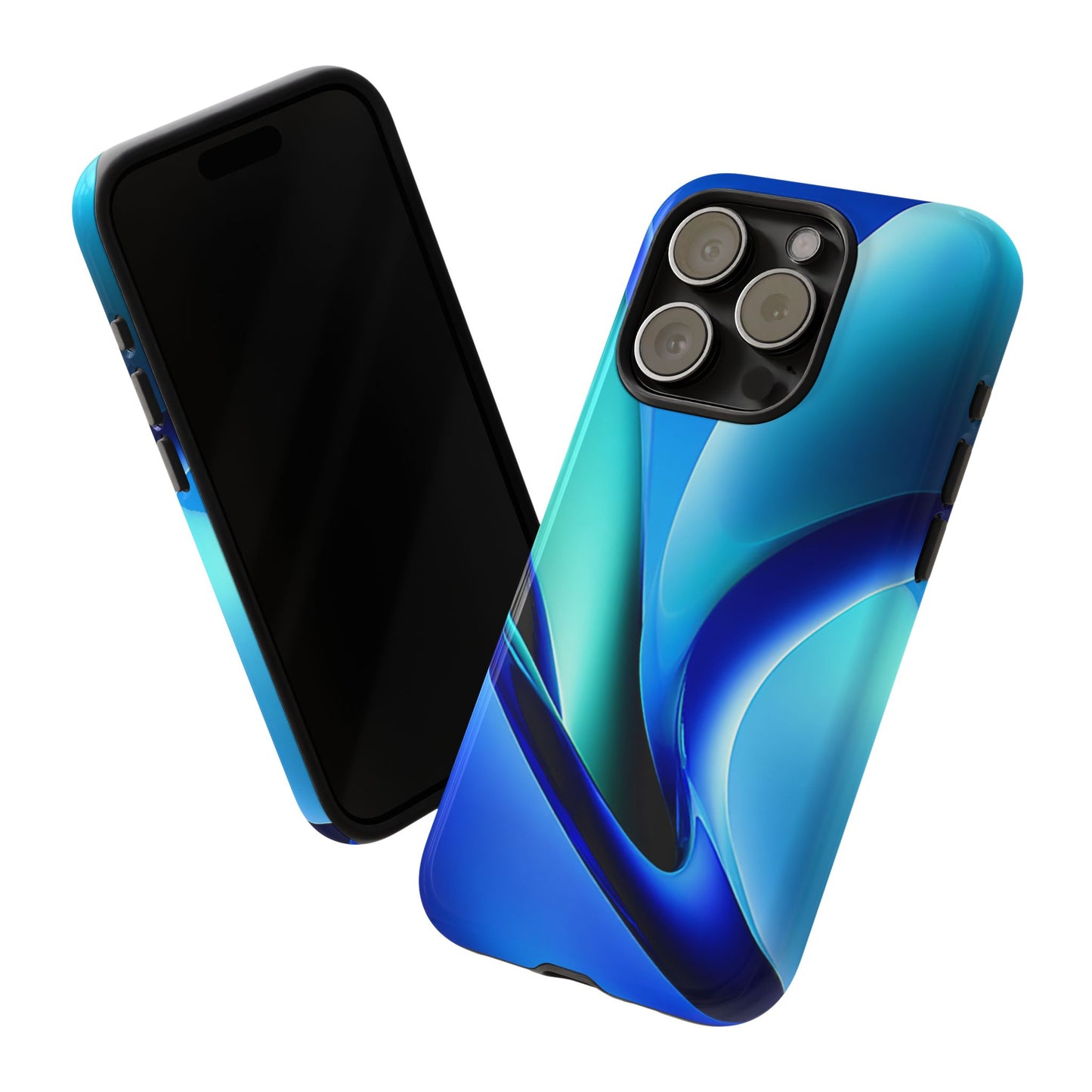Abstract Blue/Turquoise Tough Phone Case – Compatible with iPhone & Samsung