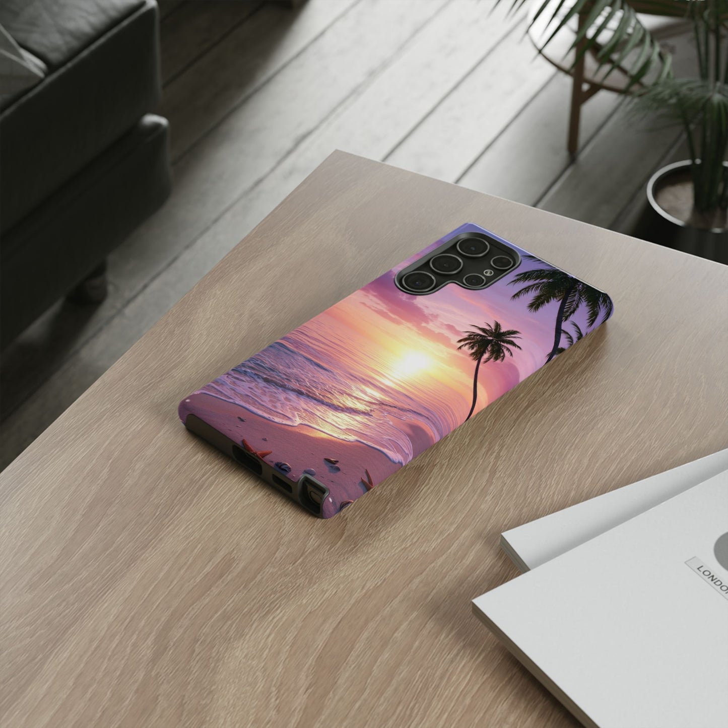 Pink Sunrise over the Ocean - Tough Phone Case - iPhone or Samsung Phones