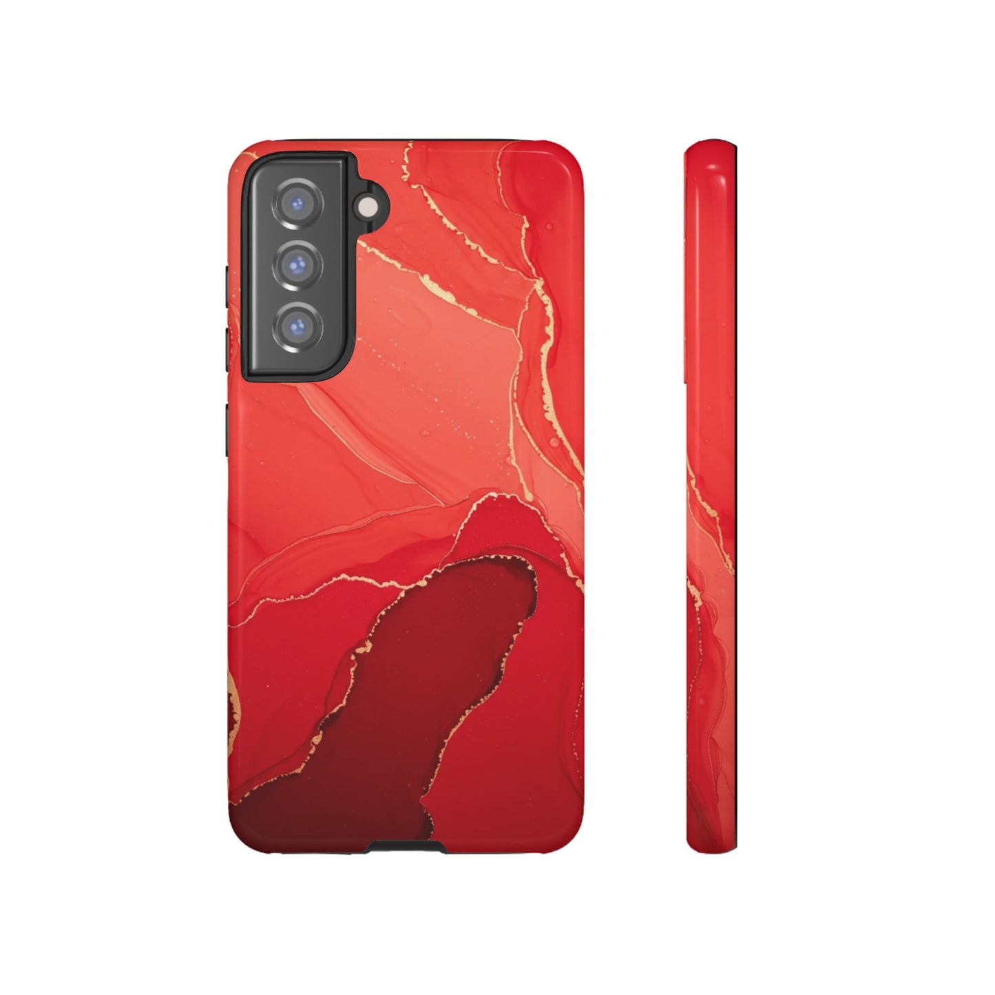 Red & Gold Marble Design - Tough Phone Case - iPhone or Samsung Phones