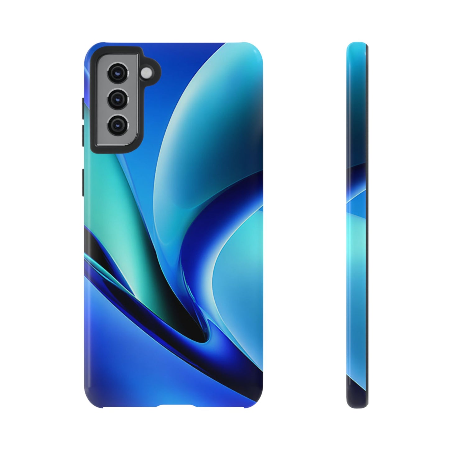 Abstract Blue/Turquoise Tough Phone Case – Compatible with iPhone & Samsung
