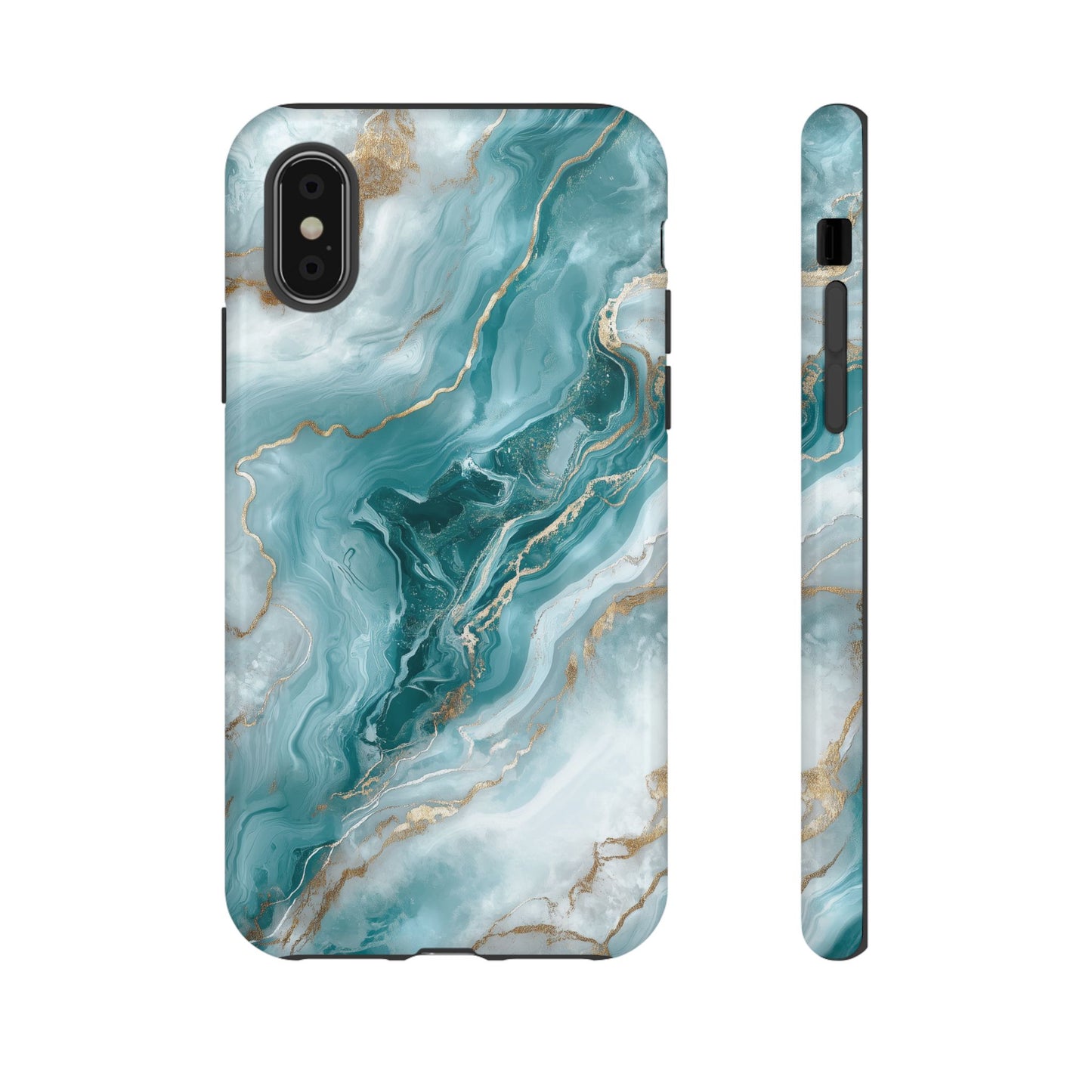 Stylish Turquoise Marbled Tough Phone Case for Ultimate Protection, iPhone or Samsung Phone Case