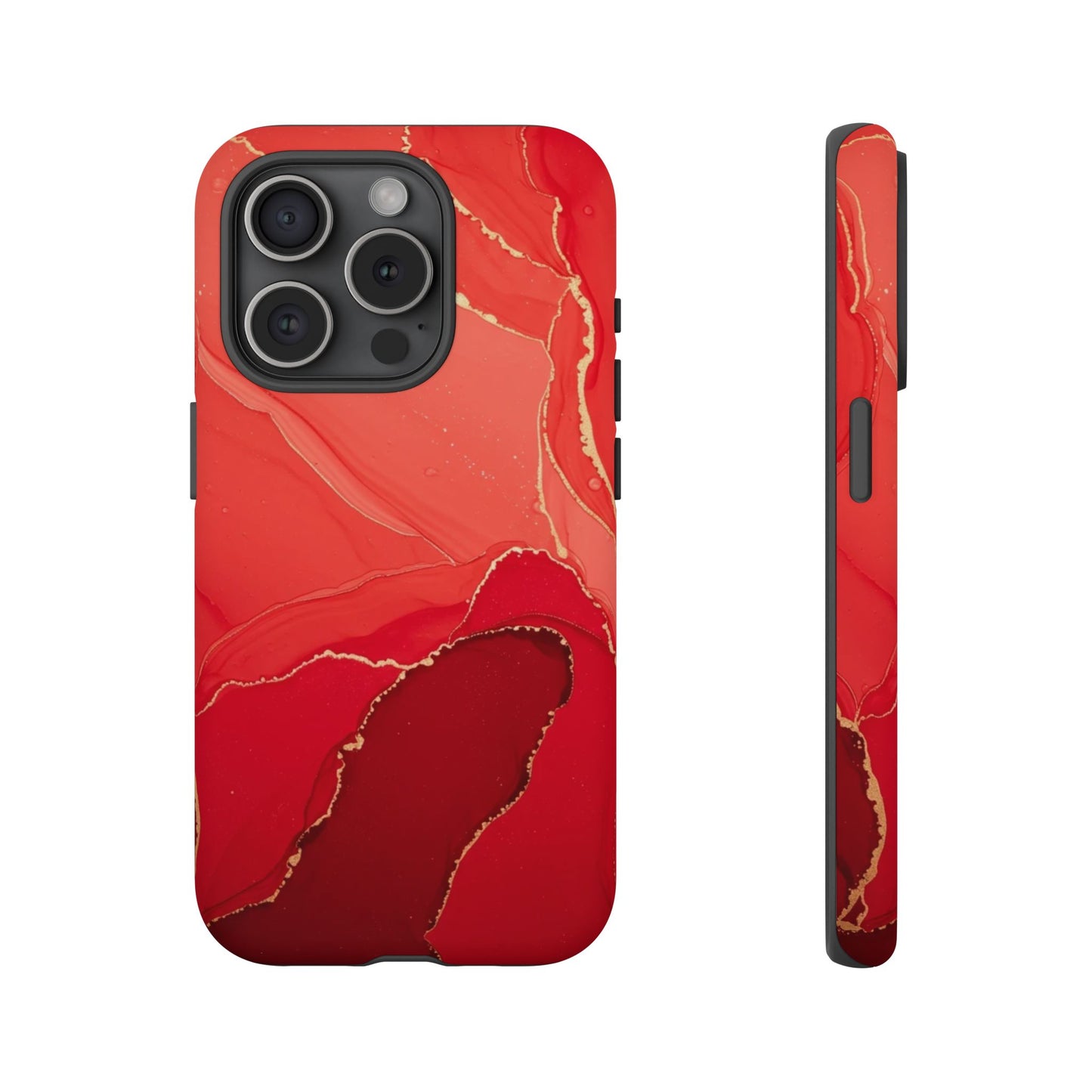 Red & Gold Marble Design - Tough Phone Case - iPhone or Samsung Phones
