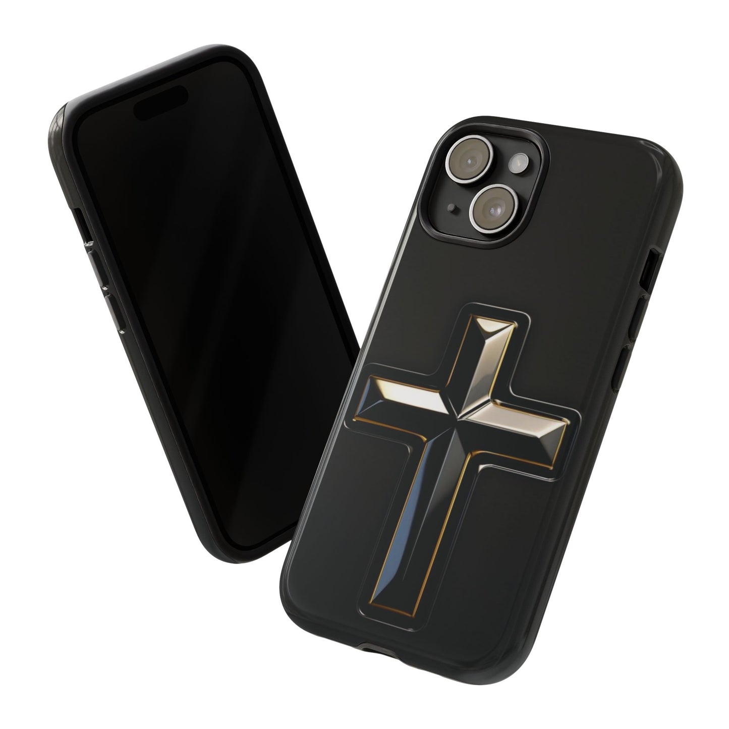 Black and Gold Cross Tough Phone Case – Compatible with iPhone & Samsung