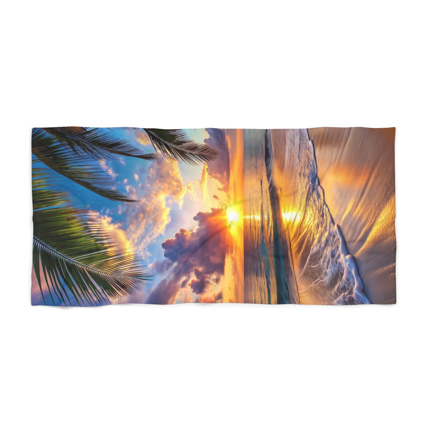 Sunrise Serenity on Sandy Ocean Shores -  Beach Towel