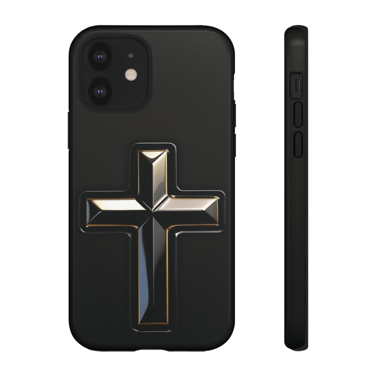 Black and Gold Cross Tough Phone Case – Compatible with iPhone & Samsung