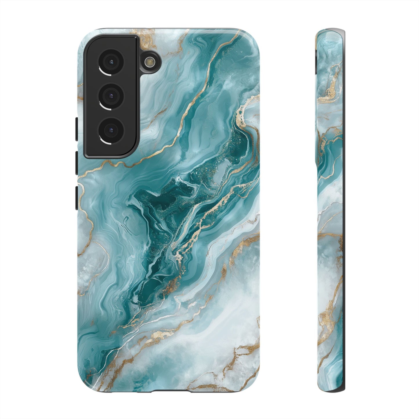 Stylish Turquoise Marbled Tough Phone Case for Ultimate Protection, iPhone or Samsung Phone Case