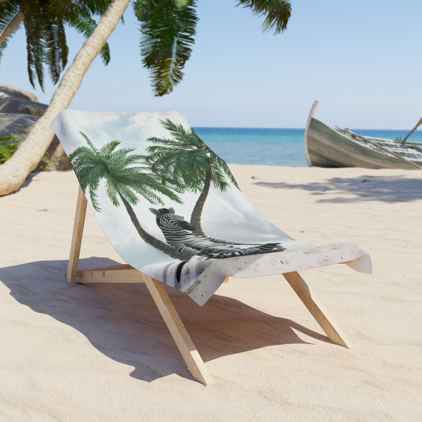 Cute Zebra at Beach -  Beach Towel