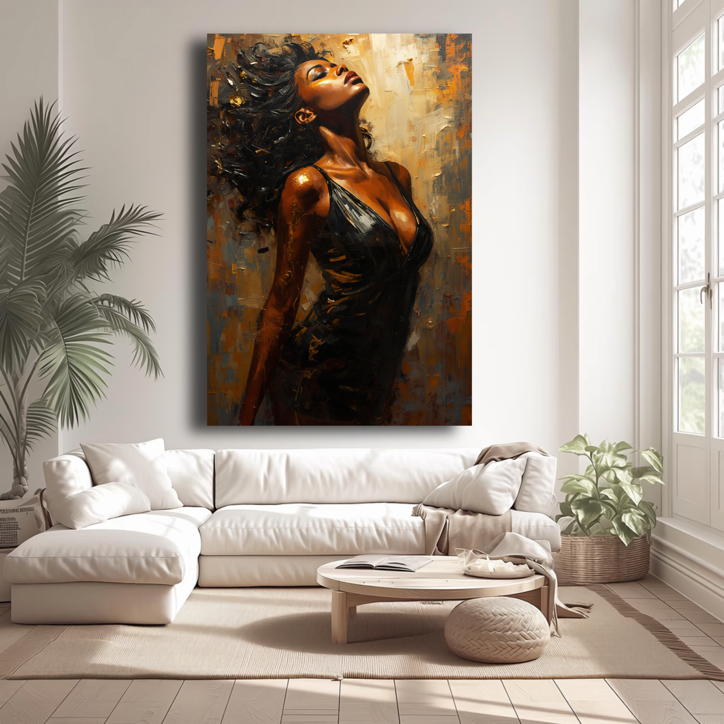 Black Woman Wall Art - Seductive Afrocentric Woman Canvas Print | Luxury Abstract Portrait