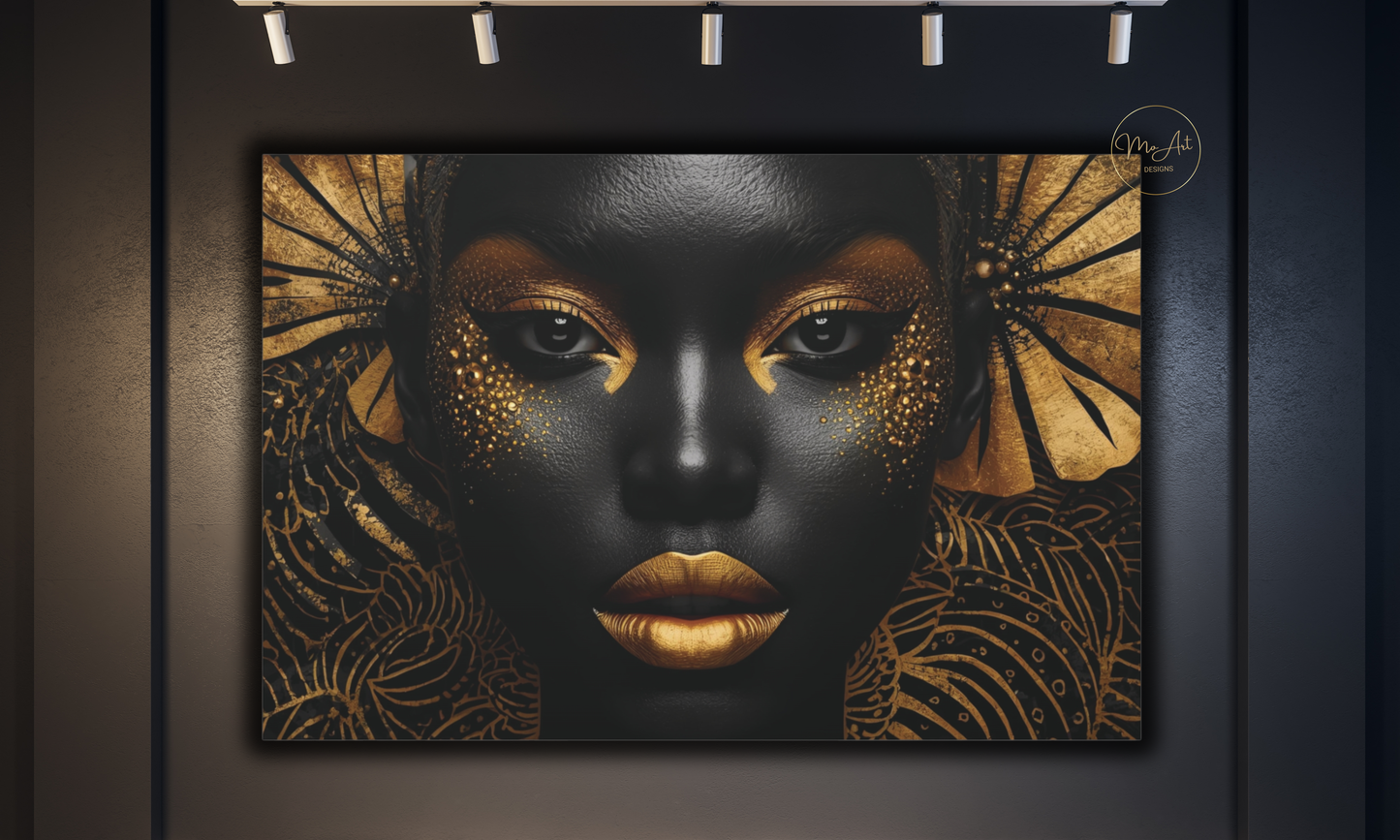 Black & Gold Afrocentric Wall Art / Canvas Print
