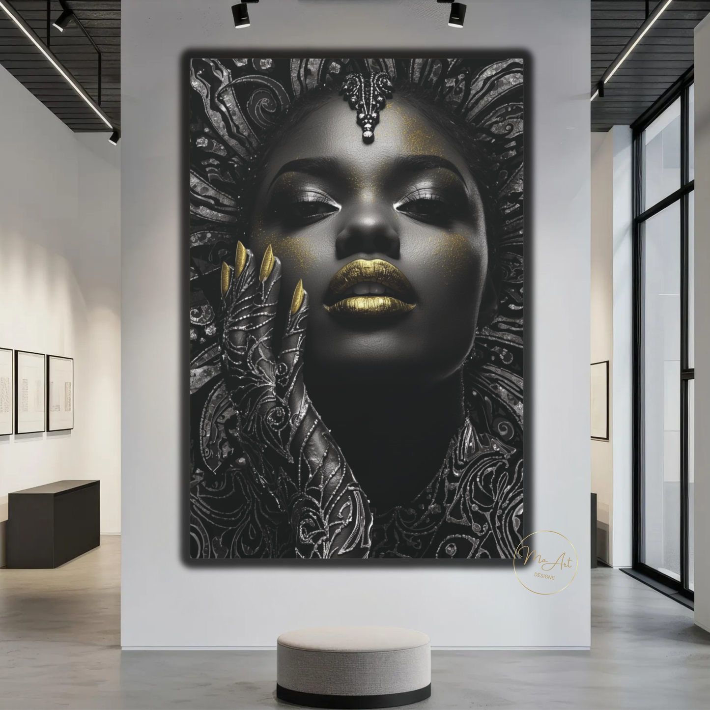 Black Woman Wall Art – Midnight Empress | Black & Gold Luxury Canvas Print