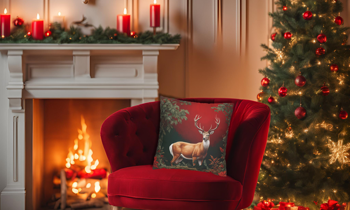 Enchanted Christmas Deer Decorative Faux Suede Pillow Cover