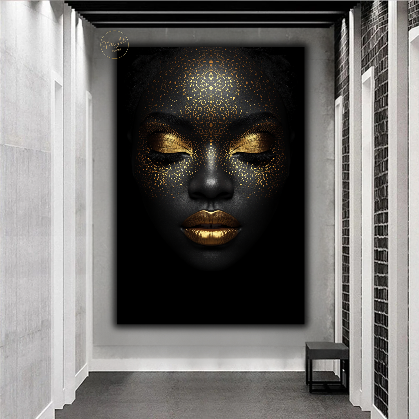 Black Woman Wall Art – Luxury Afrocentric Black & Gold Canvas Print