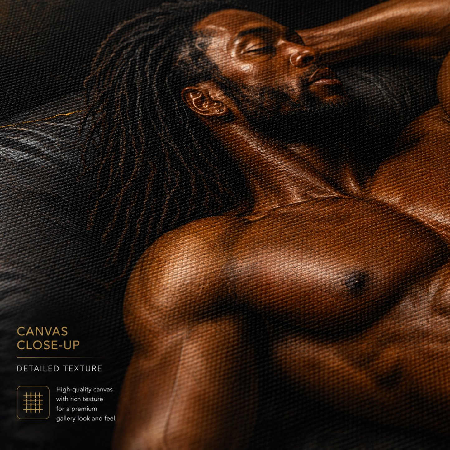 Black Man Wall Art – Sensual Black & Gold Masculine Canvas Print | Modern Luxury Bedroom Decor