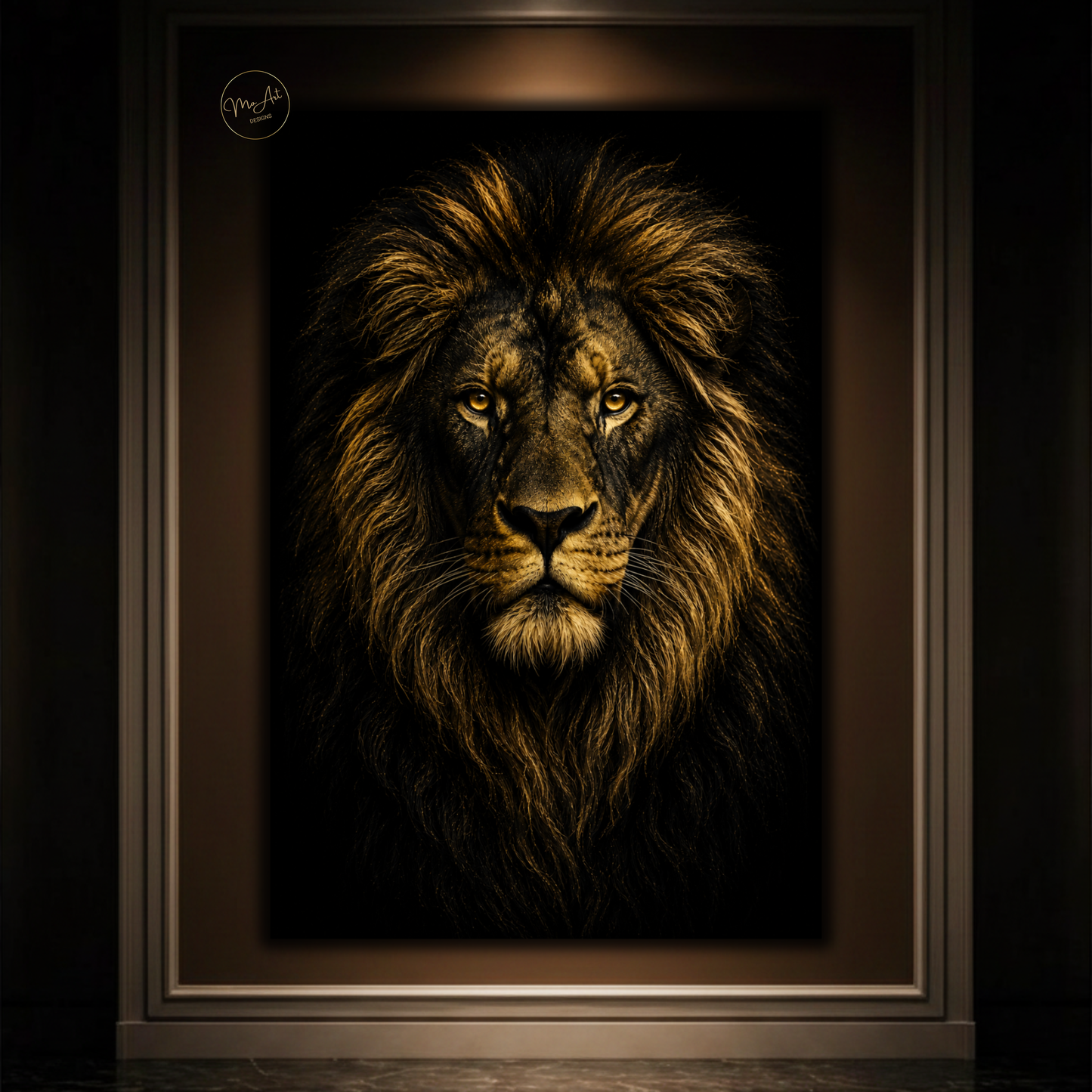 Black & Gold Lion Wall Art – Majestic Lion Canvas Print | Luxury Animal Artwork for Modern Home Decor