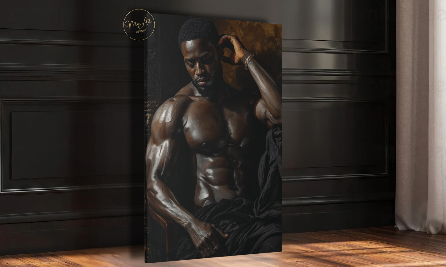 Midnight Strength – Sensual Black Man Wall Art / Canvas Print