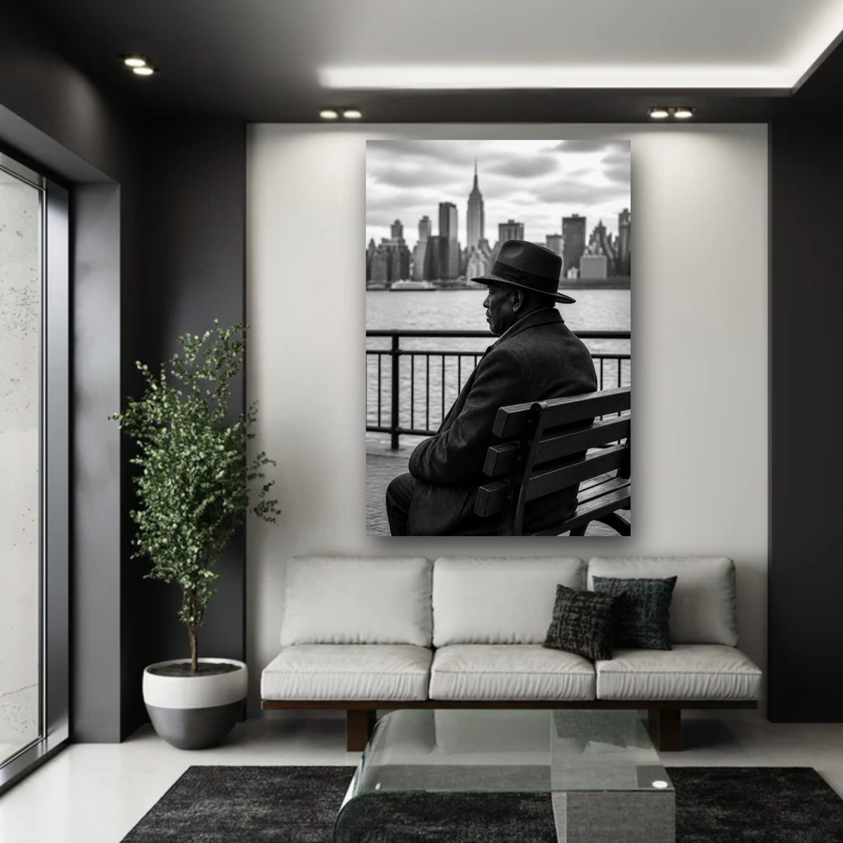 African American Man Wall Art – NYC Black & White Canvas Print | Urban Decor