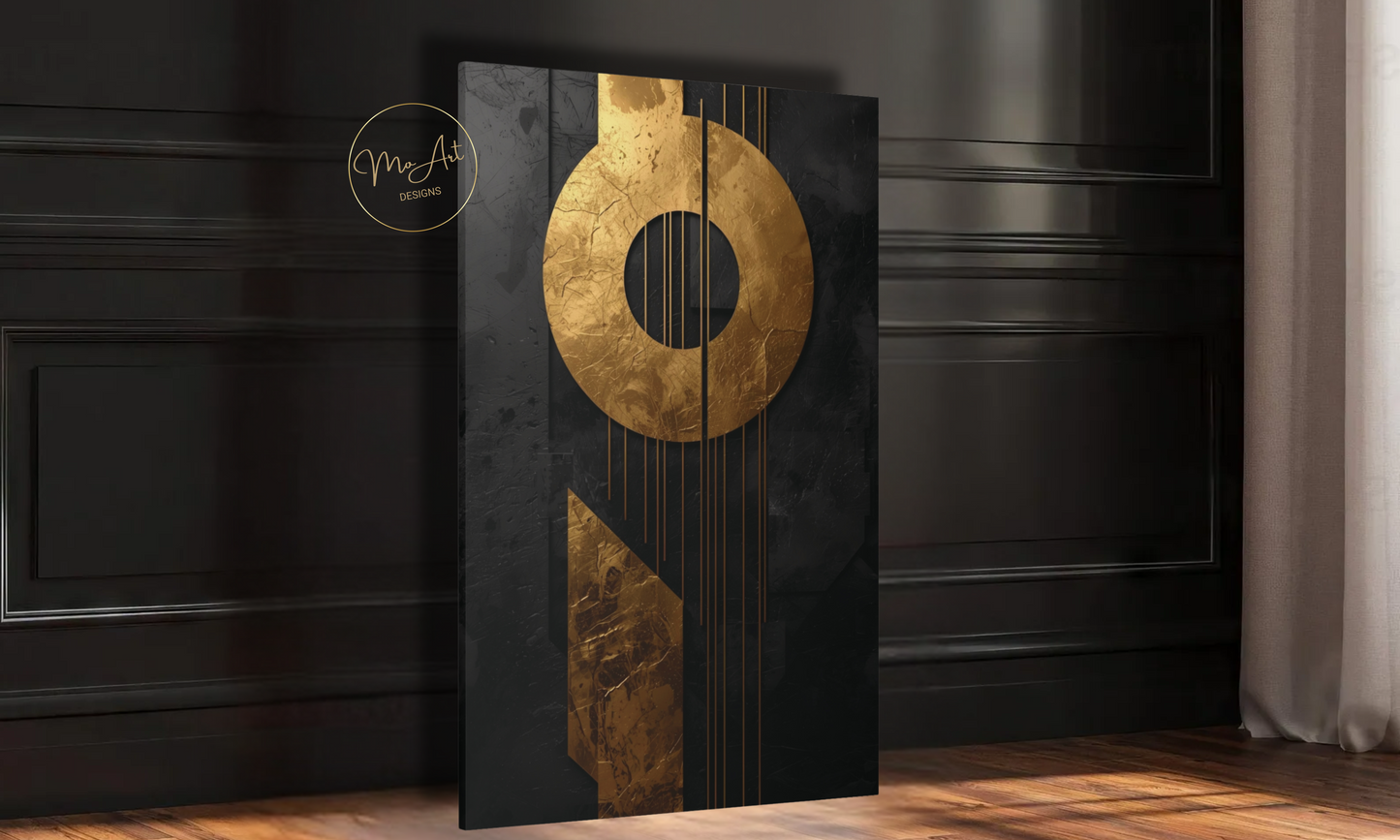 Gold & Black Geometric Canvas Wall Art