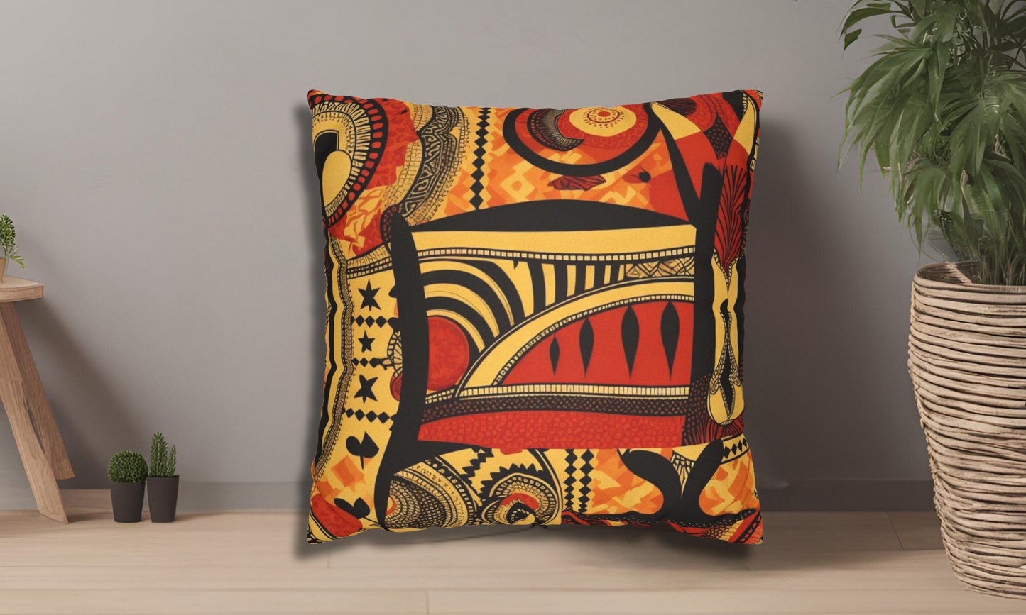 Decorative Abstract African Design Faux Suede Pillowcase