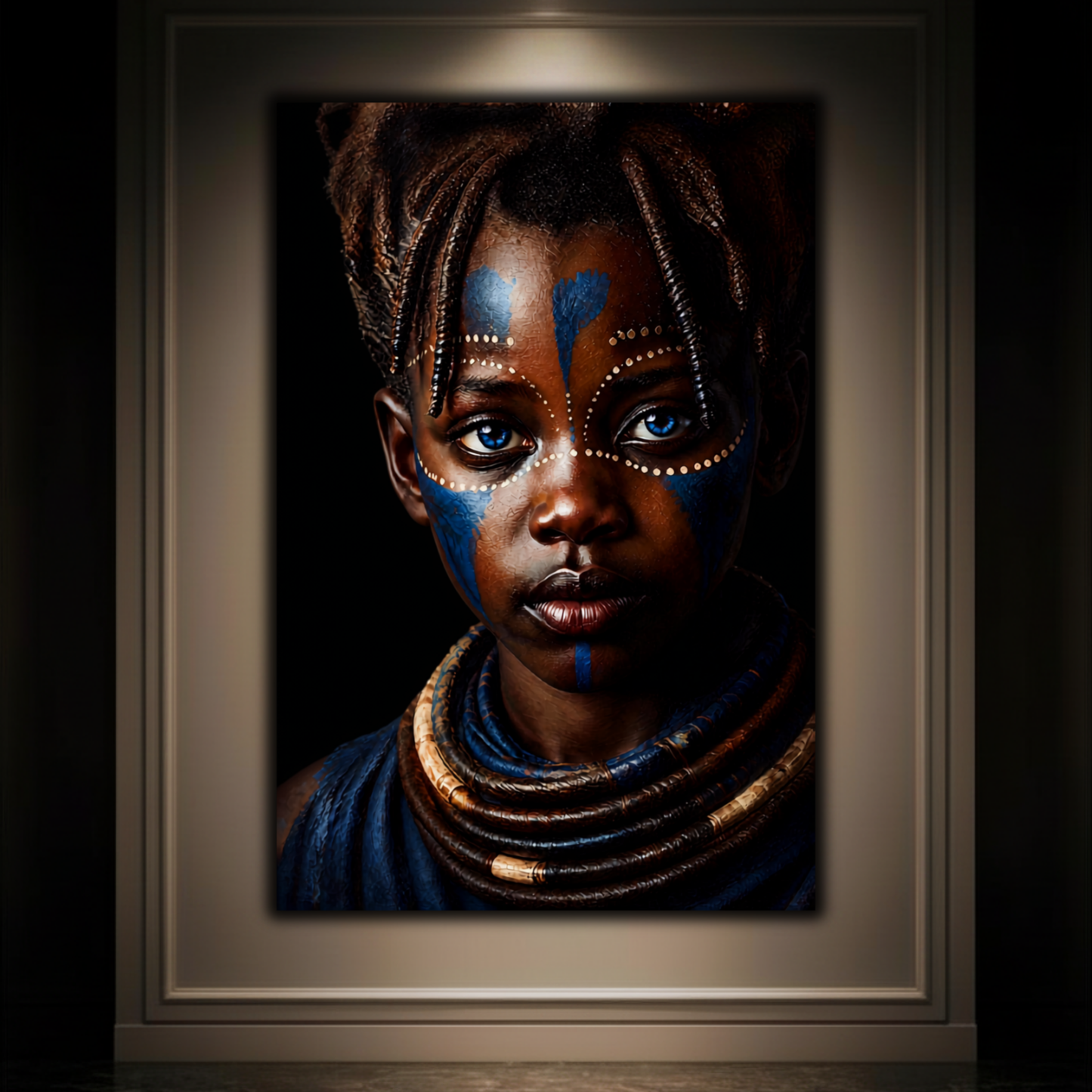 African Wall Art – African Girl with Blue Eyes Canvas Print | Luxury Afrocentric Decor