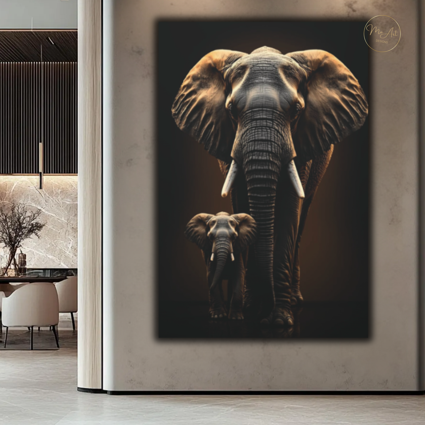 Black & Gold Elephant Wall Art – Unbreakable Bond / Canvas Print