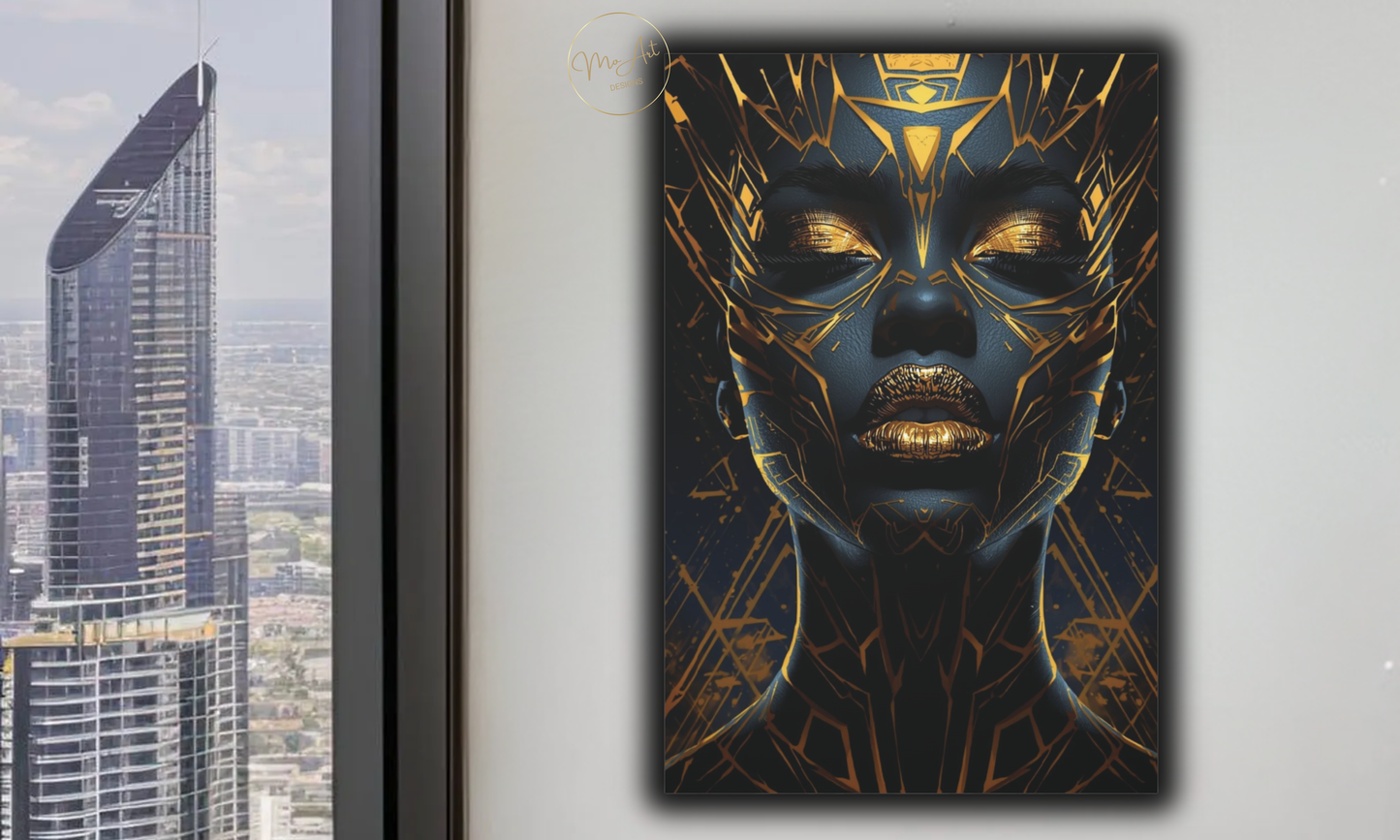 Black & Gold Woman Wall Art – Divine Authority / Canvas Print
