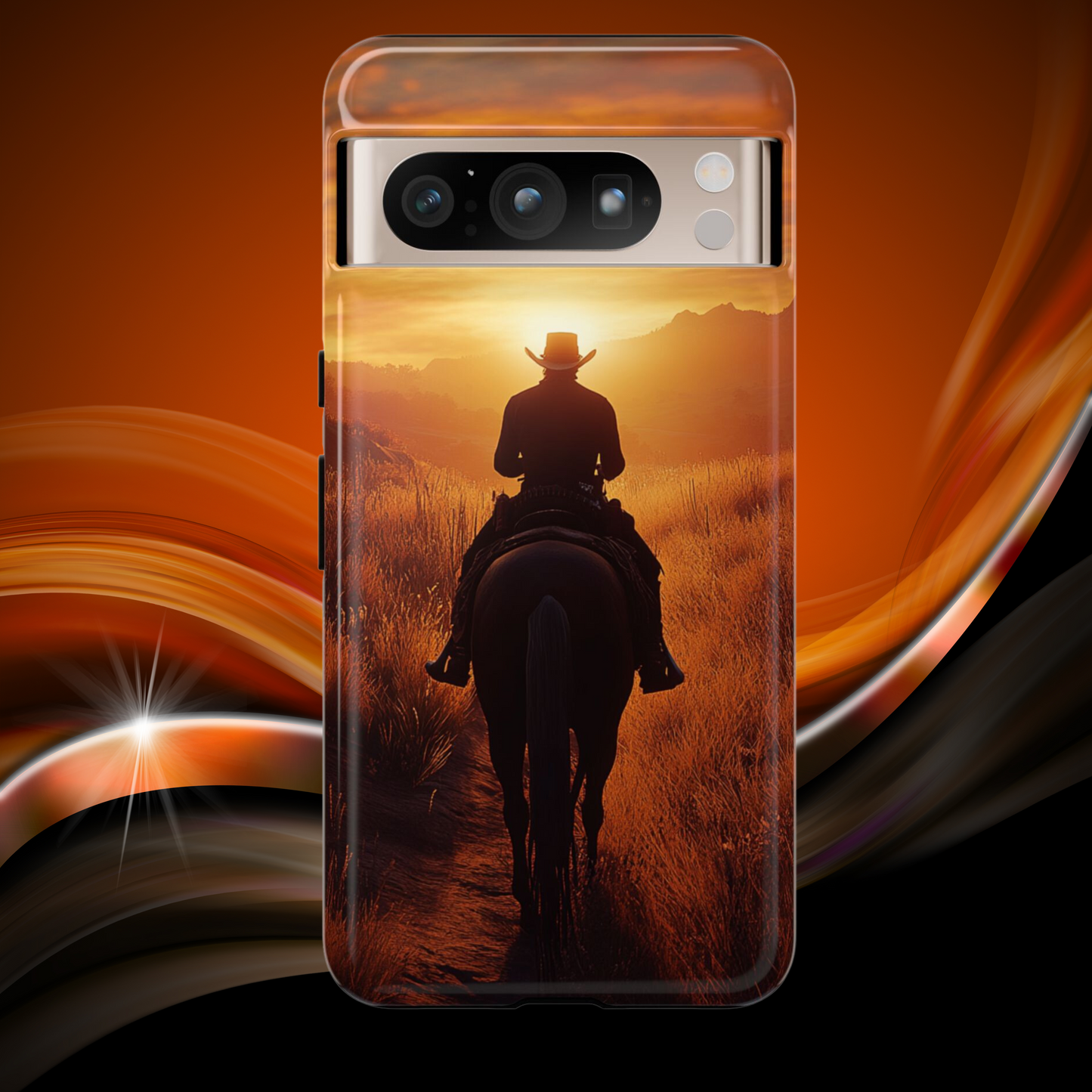 Chasing the Horizon: A Cowboy's Journey into the Sunset -  Phone Case - Tough Case, iPhone Case, Samsung Case, Google Pixel Case