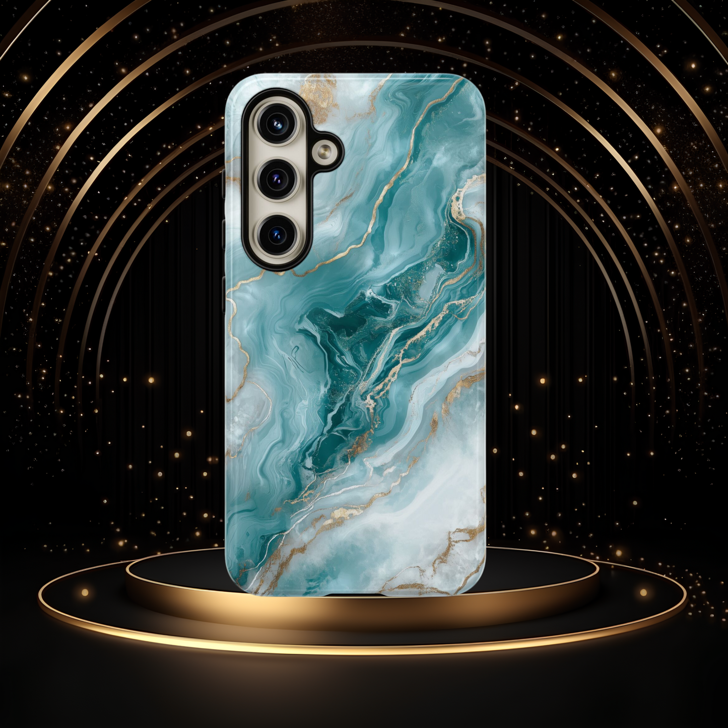 Stylish Turquoise Marbled Tough Phone Case for Ultimate Protection, iPhone or Samsung Phone Case