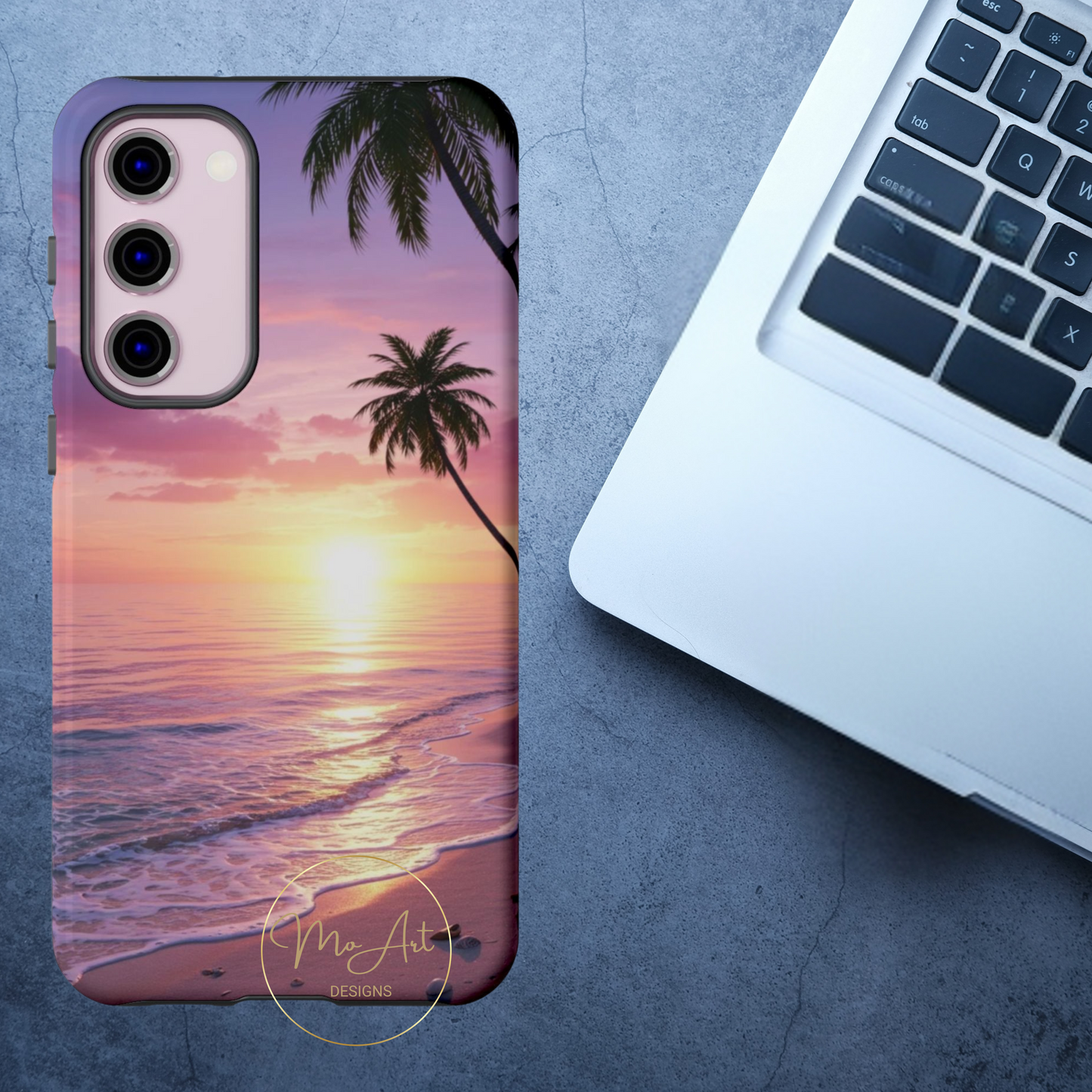 Pink Sunrise over the Ocean - Tough Phone Case - iPhone or Samsung Phones