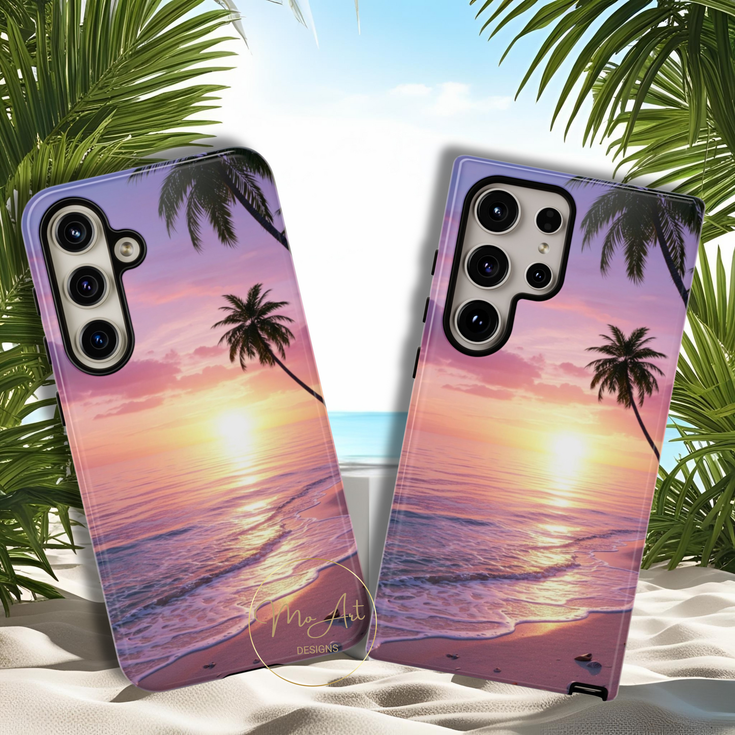 Pink Sunrise over the Ocean - Tough Phone Case - iPhone or Samsung Phones