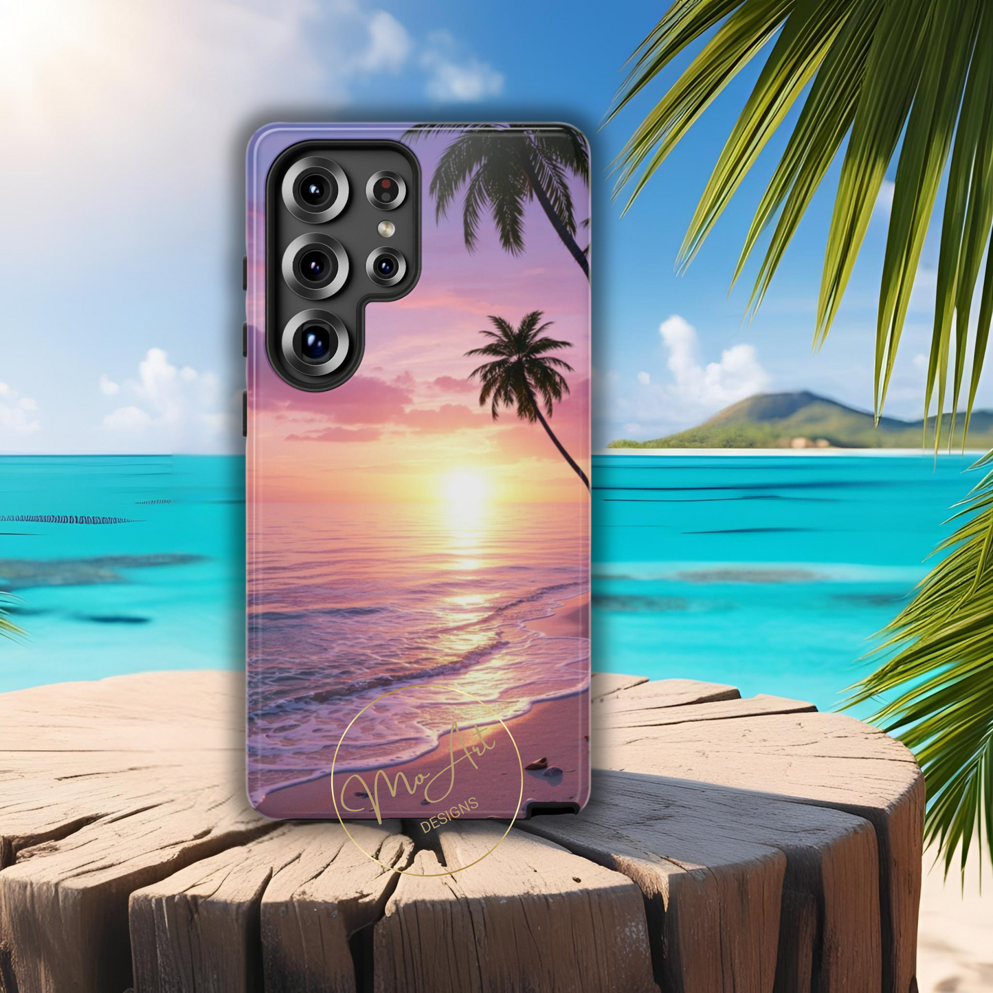 Pink Sunrise over the Ocean - Tough Phone Case - iPhone or Samsung Phones