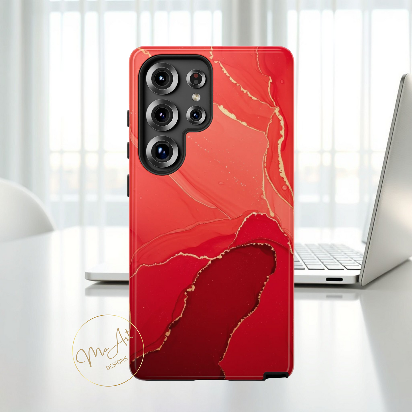 Red & Gold Marble Design - Tough Phone Case - iPhone or Samsung Phones