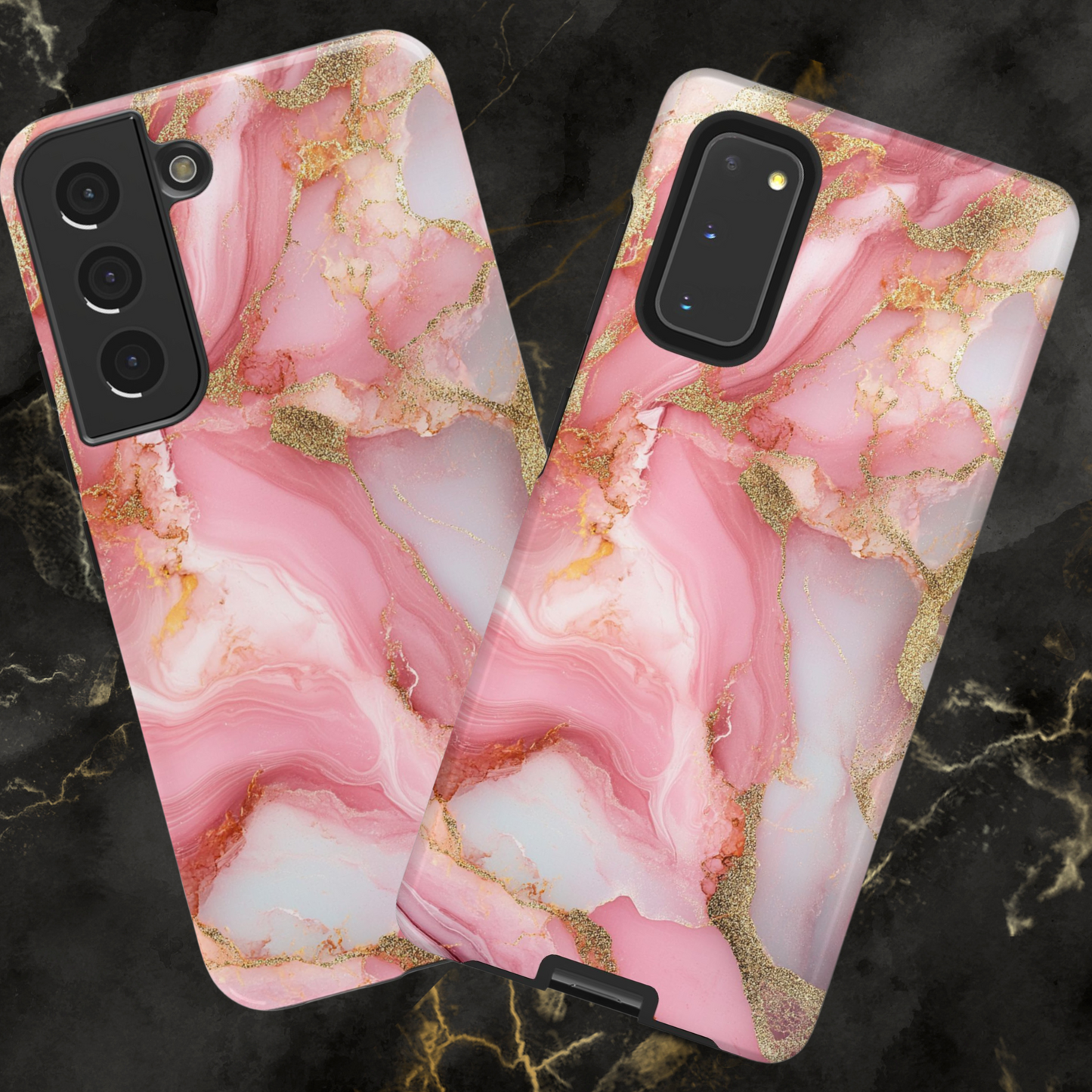 Pink and Gold Marbled Tough Phone Case, iPhone Case, Samsung Case