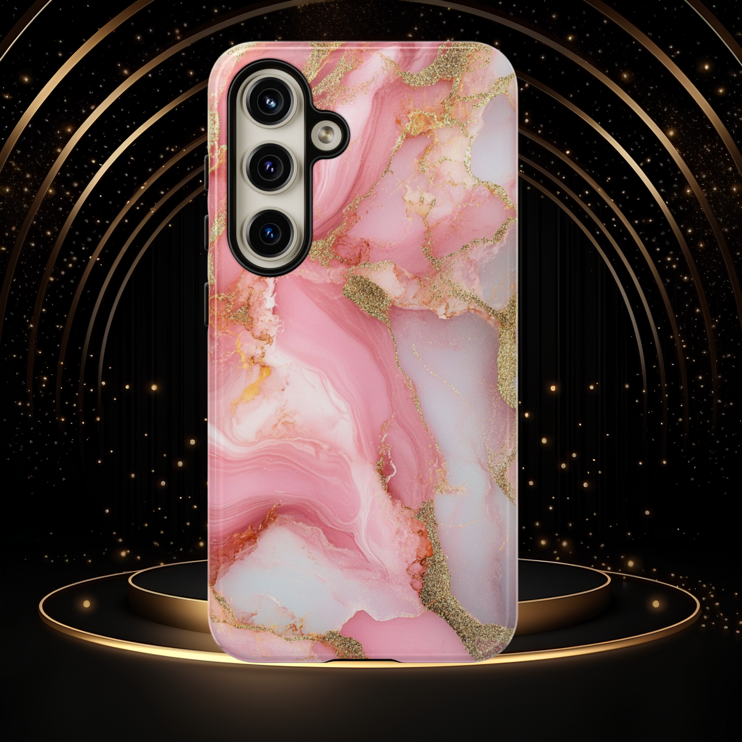 Pink and Gold Marbled Tough Phone Case, iPhone Case, Samsung Case