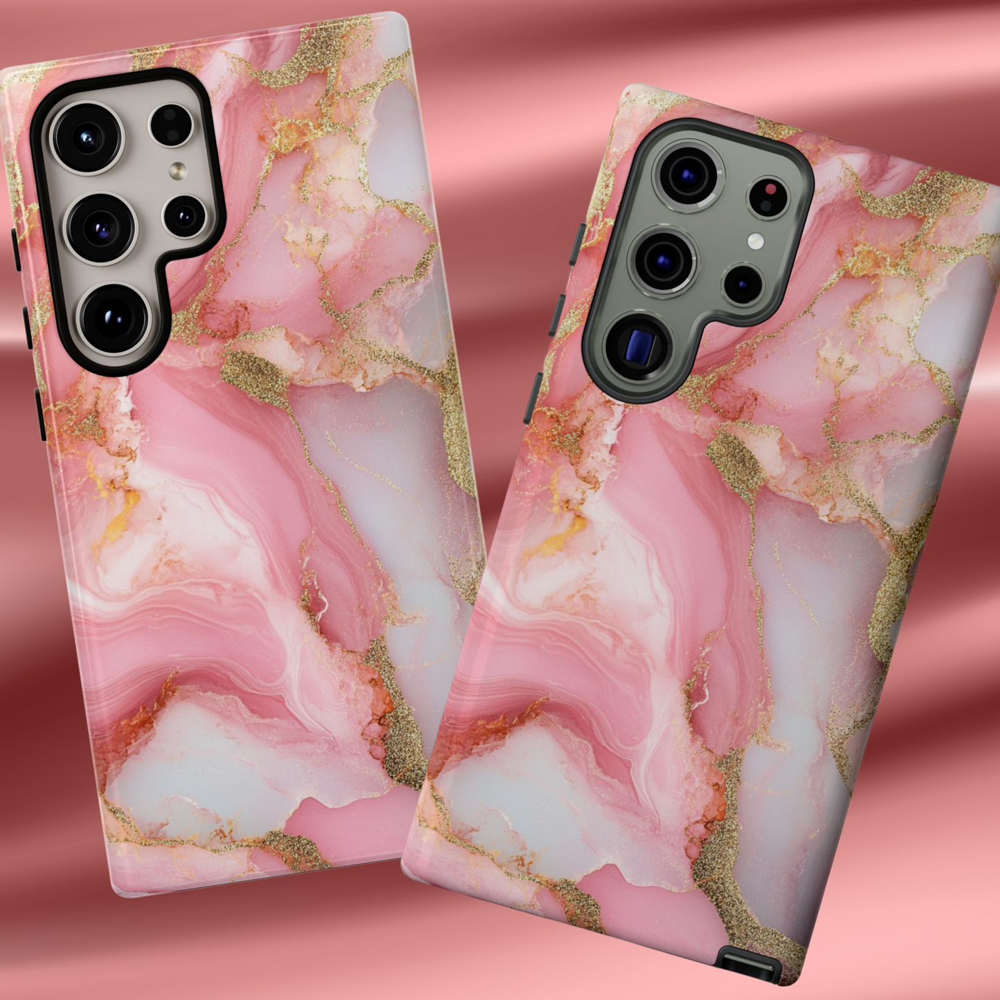 Pink and Gold Marbled Tough Phone Case, iPhone Case, Samsung Case