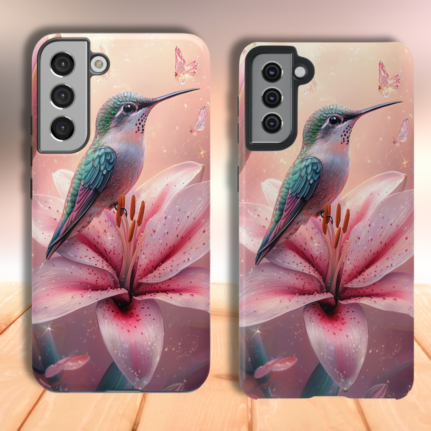 Hummingbird on Pink Lily Phone Case - Tough Case, iPhone Case, Samsung Phone Case