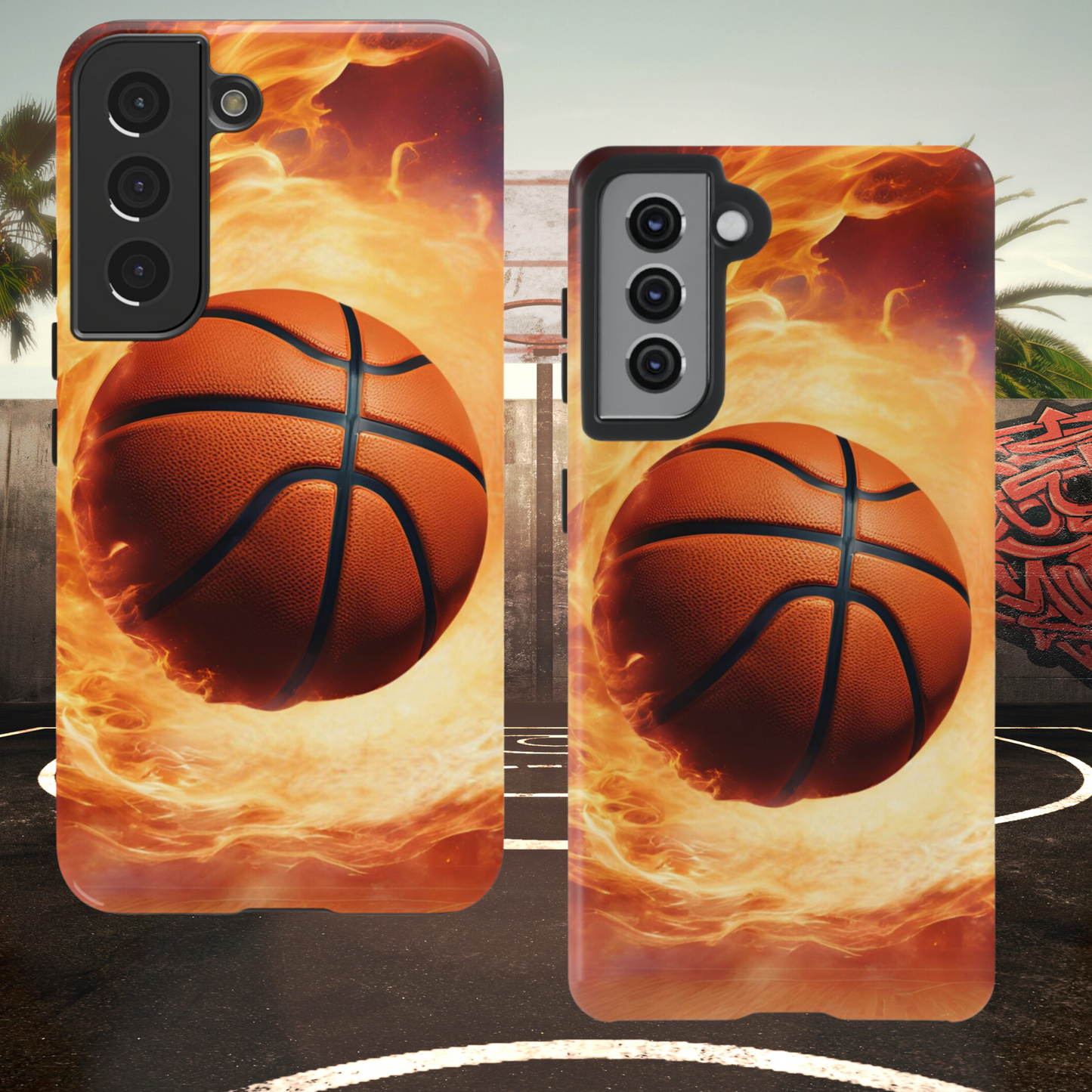 Basketball on Fire - Tough Phone Case for iPhone, Samsung, and Google Pixel for Ultimate Protection