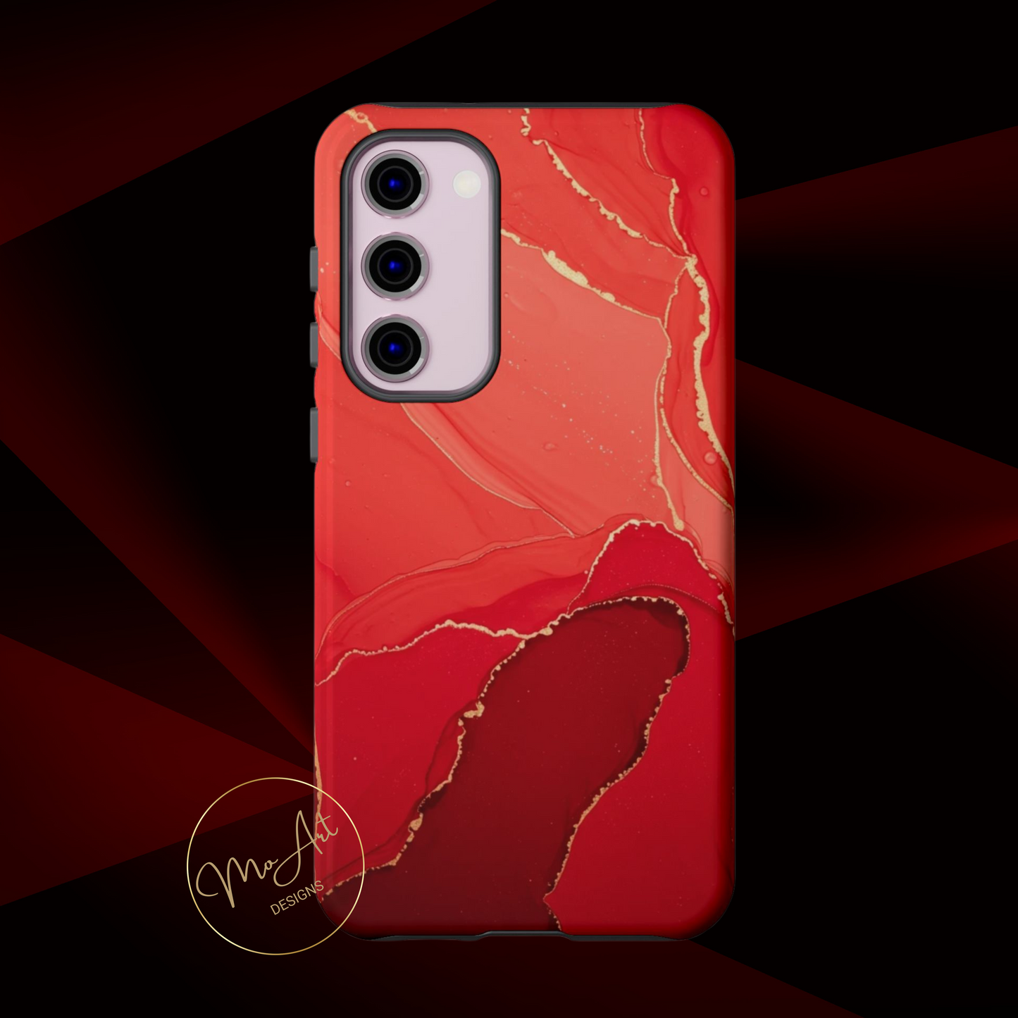 Red & Gold Marble Design - Tough Phone Case - iPhone or Samsung Phones