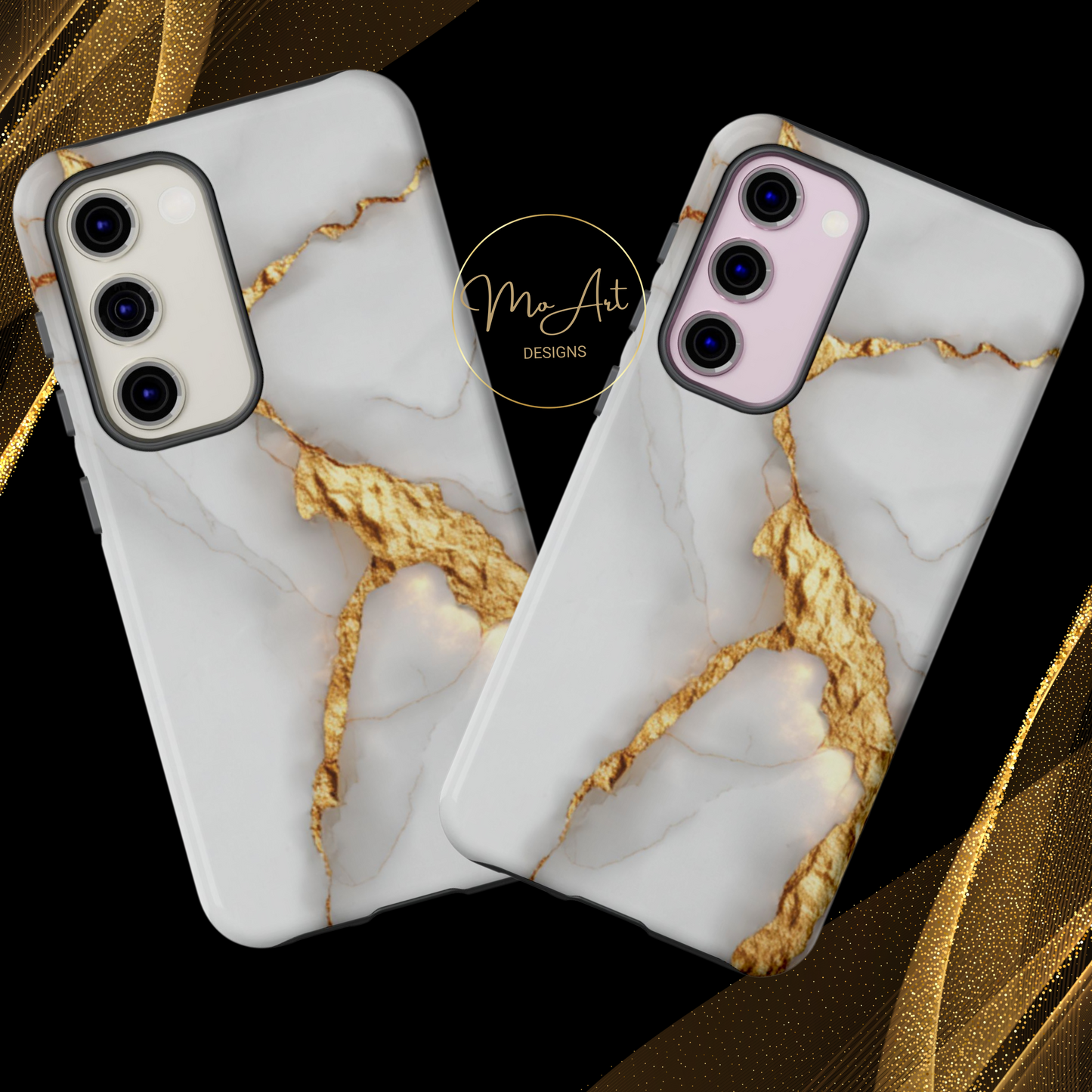 Gold and Marble Design - Tough Phone Case - iPhone or Samsung Phones