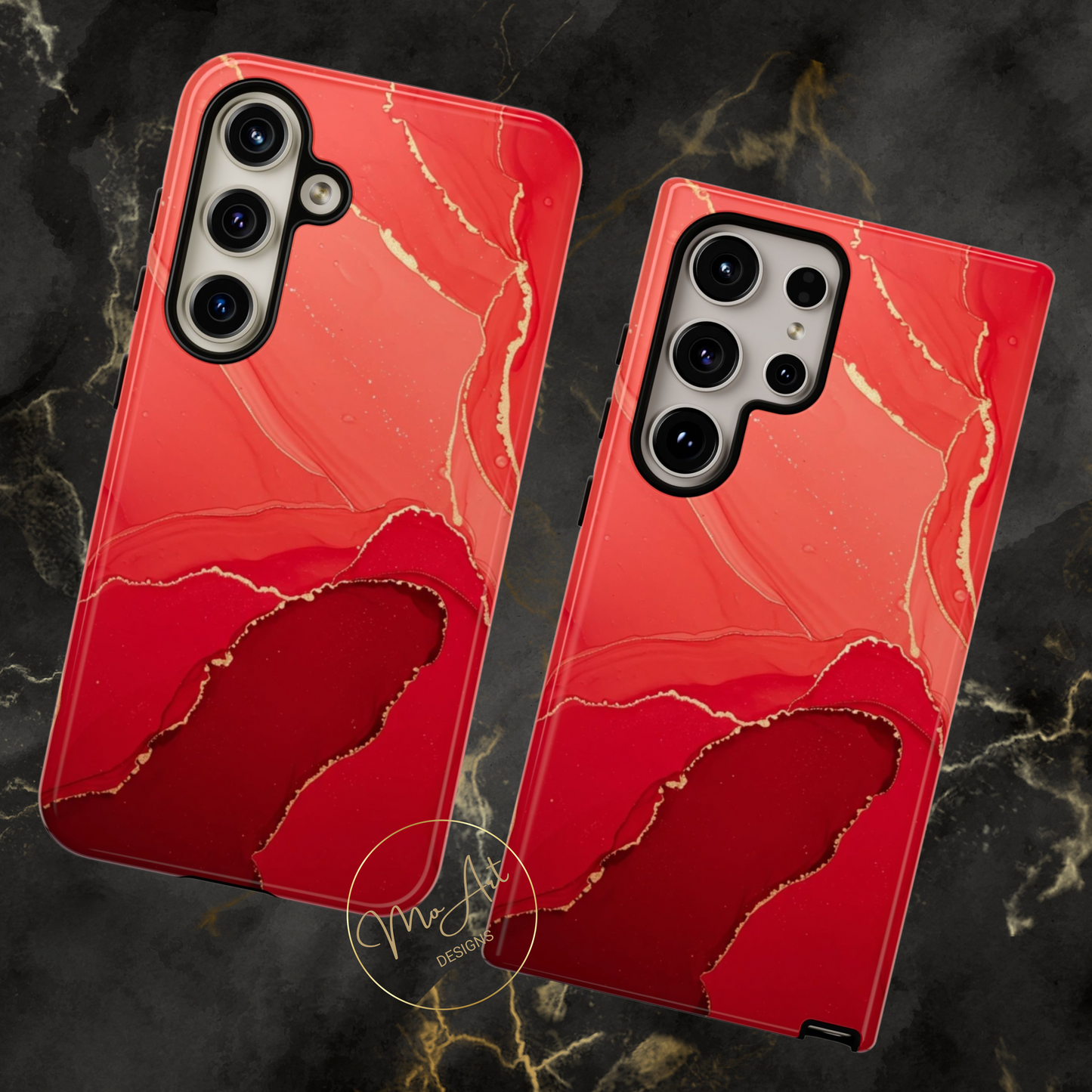 Red & Gold Marble Design - Tough Phone Case - iPhone or Samsung Phones