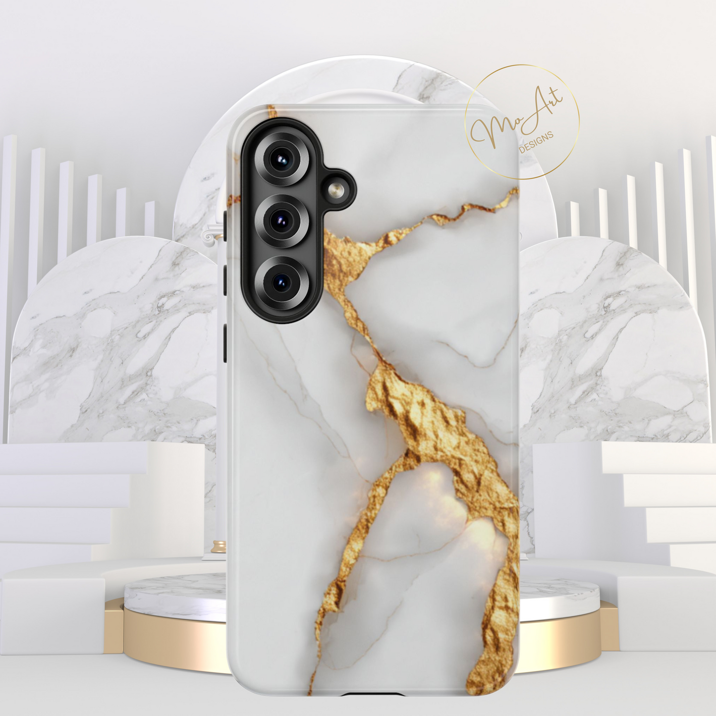 Gold and Marble Design - Tough Phone Case - iPhone or Samsung Phones