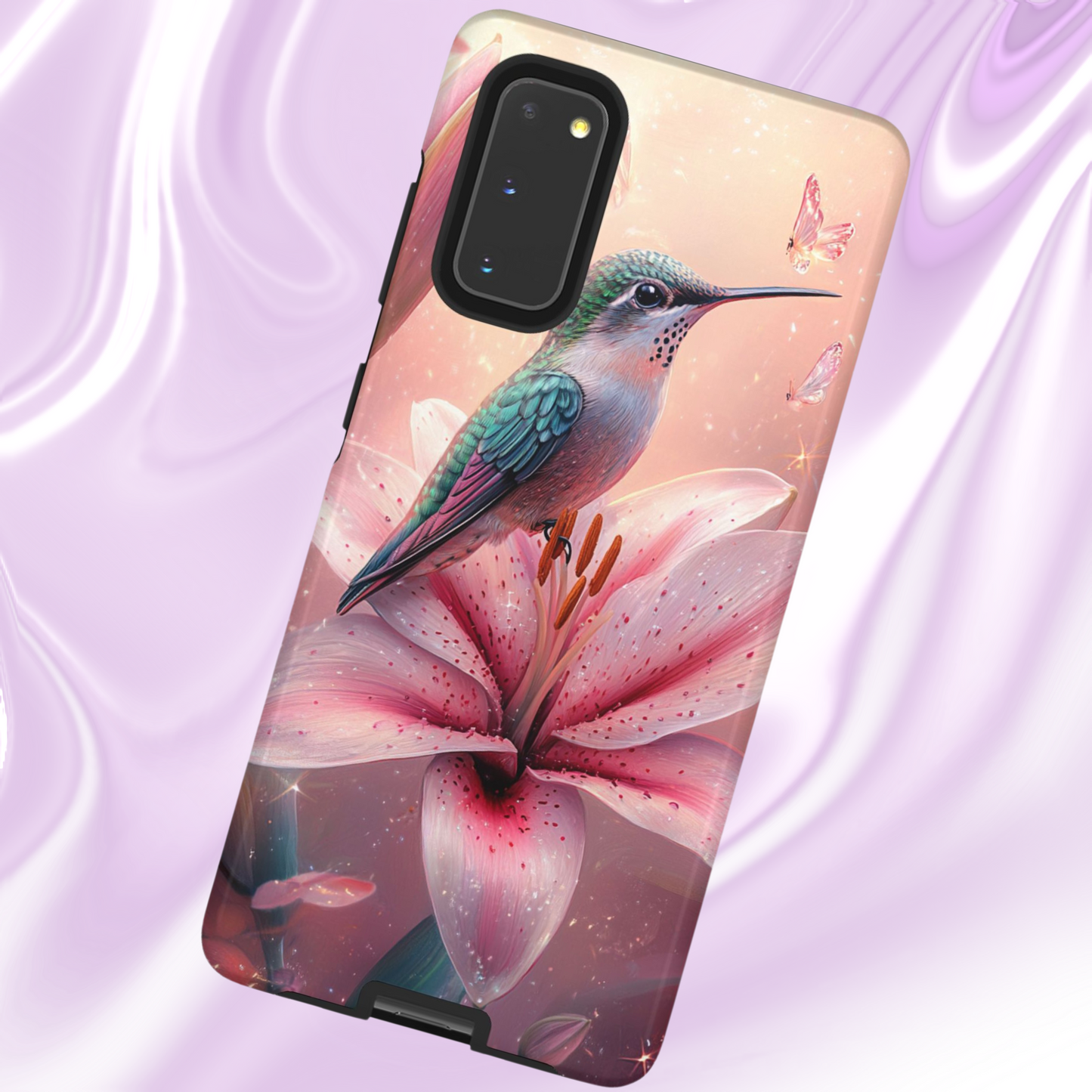 Hummingbird on Pink Lily Phone Case - Tough Case, iPhone Case, Samsung Phone Case