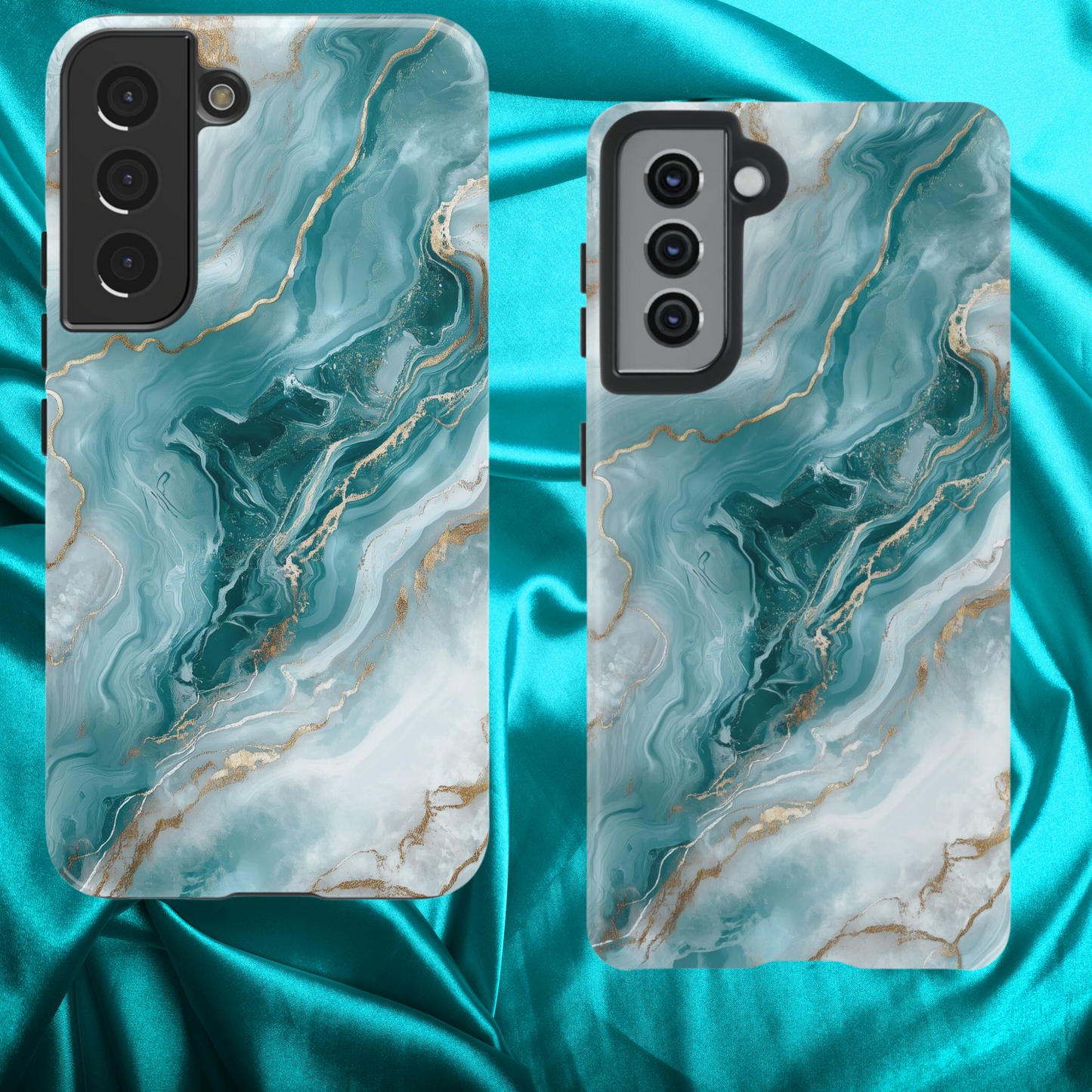 Stylish Turquoise Marbled Tough Phone Case for Ultimate Protection, iPhone or Samsung Phone Case