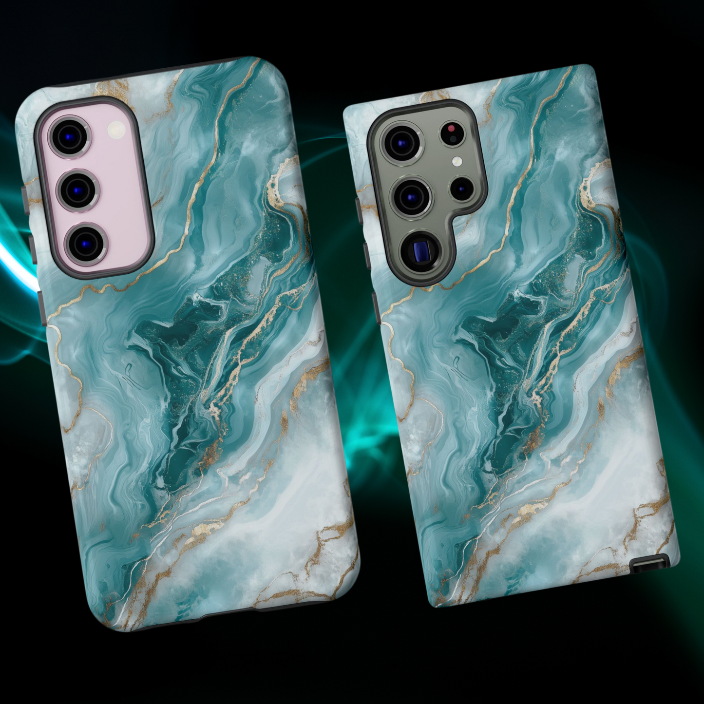 Stylish Turquoise Marbled Tough Phone Case for Ultimate Protection, iPhone or Samsung Phone Case