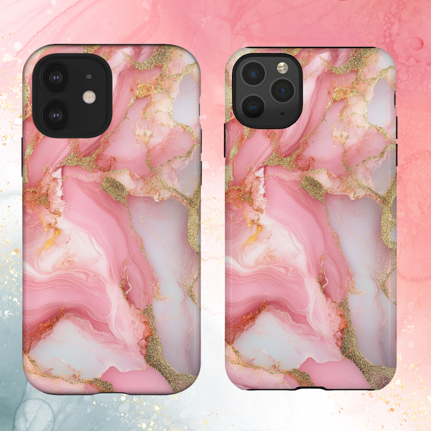 Pink and Gold Marbled Tough Phone Case, iPhone Case, Samsung Case