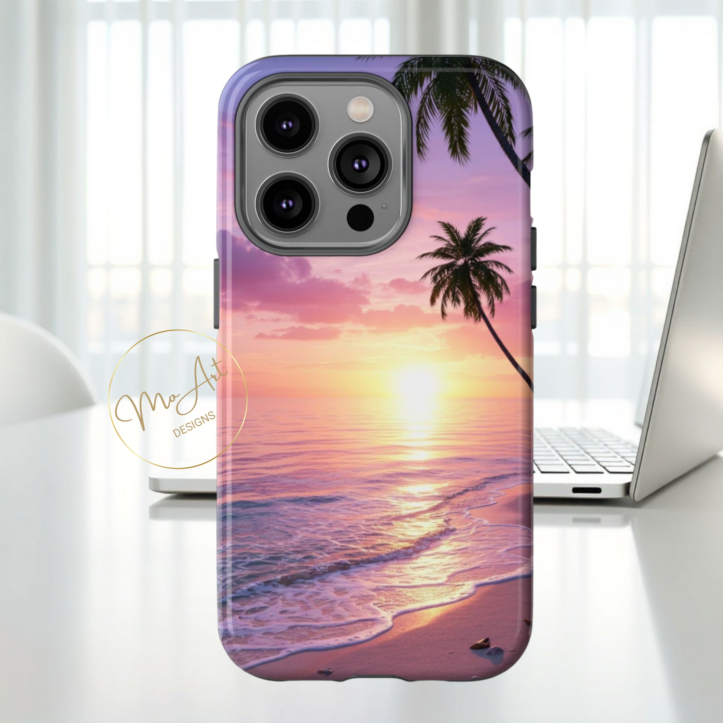 Pink Sunrise over the Ocean - Tough Phone Case - iPhone or Samsung Phones
