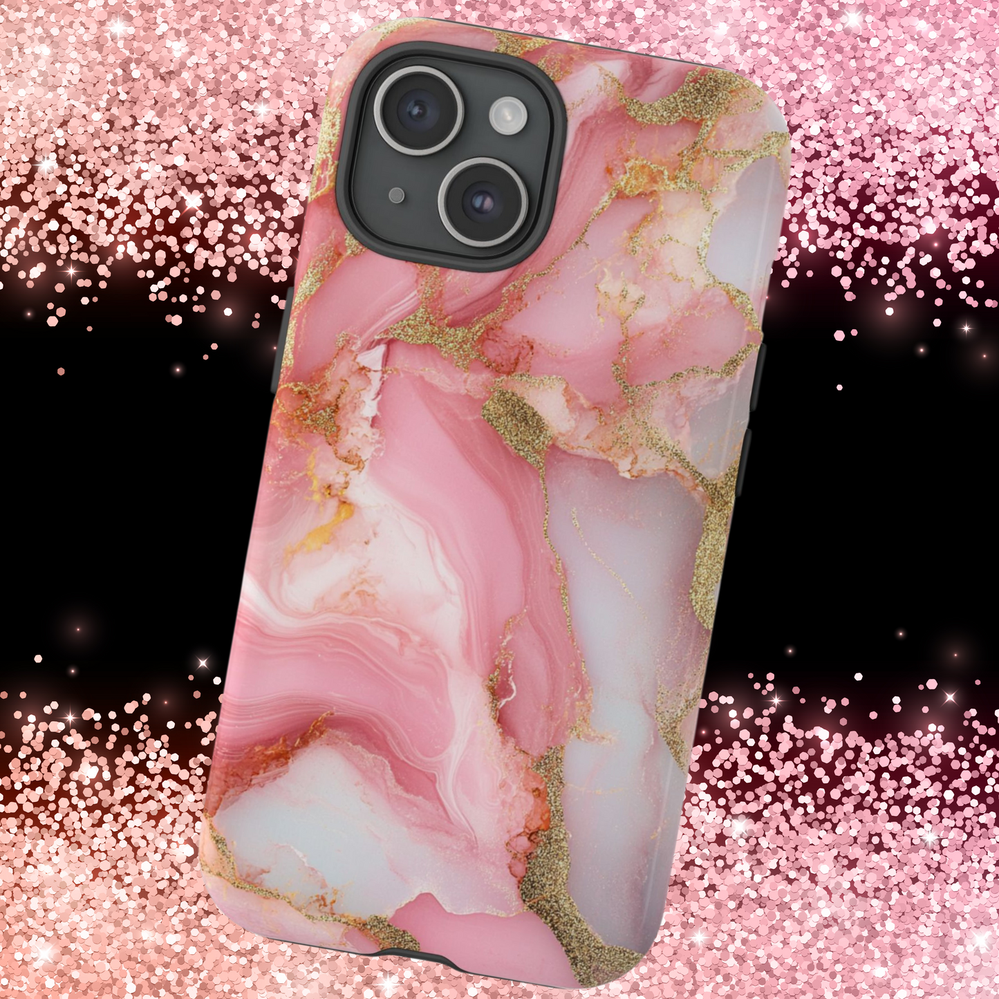 Pink and Gold Marbled Tough Phone Case, iPhone Case, Samsung Case