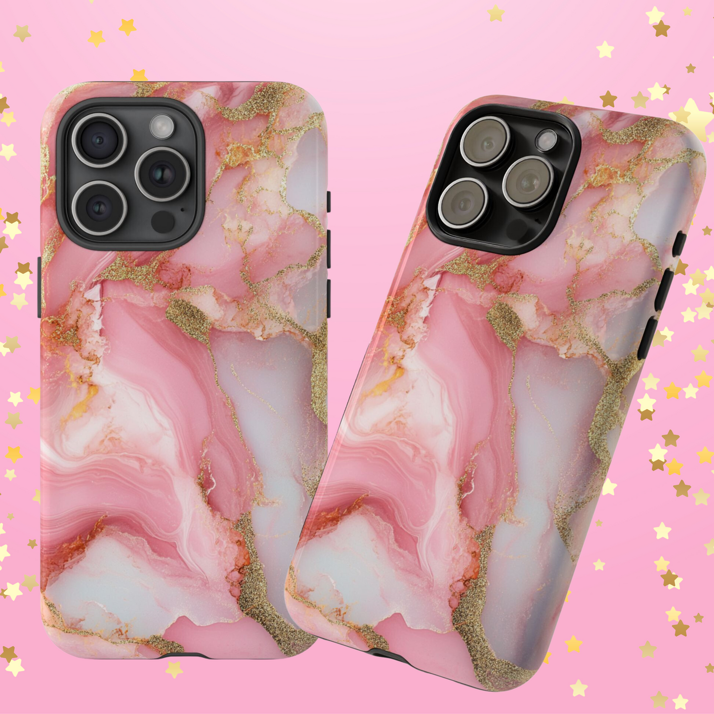 Pink and Gold Marbled Tough Phone Case, iPhone Case, Samsung Case