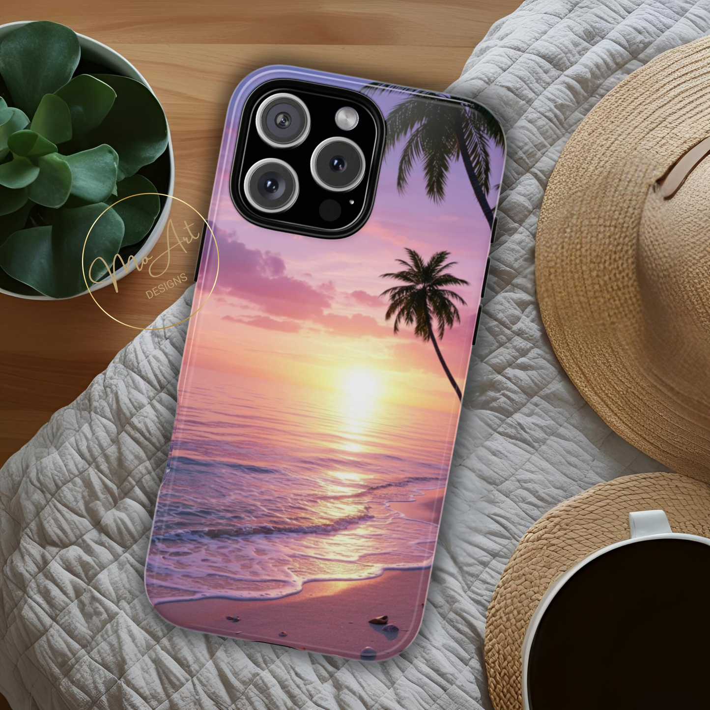 Pink Sunrise over the Ocean - Tough Phone Case - iPhone or Samsung Phones
