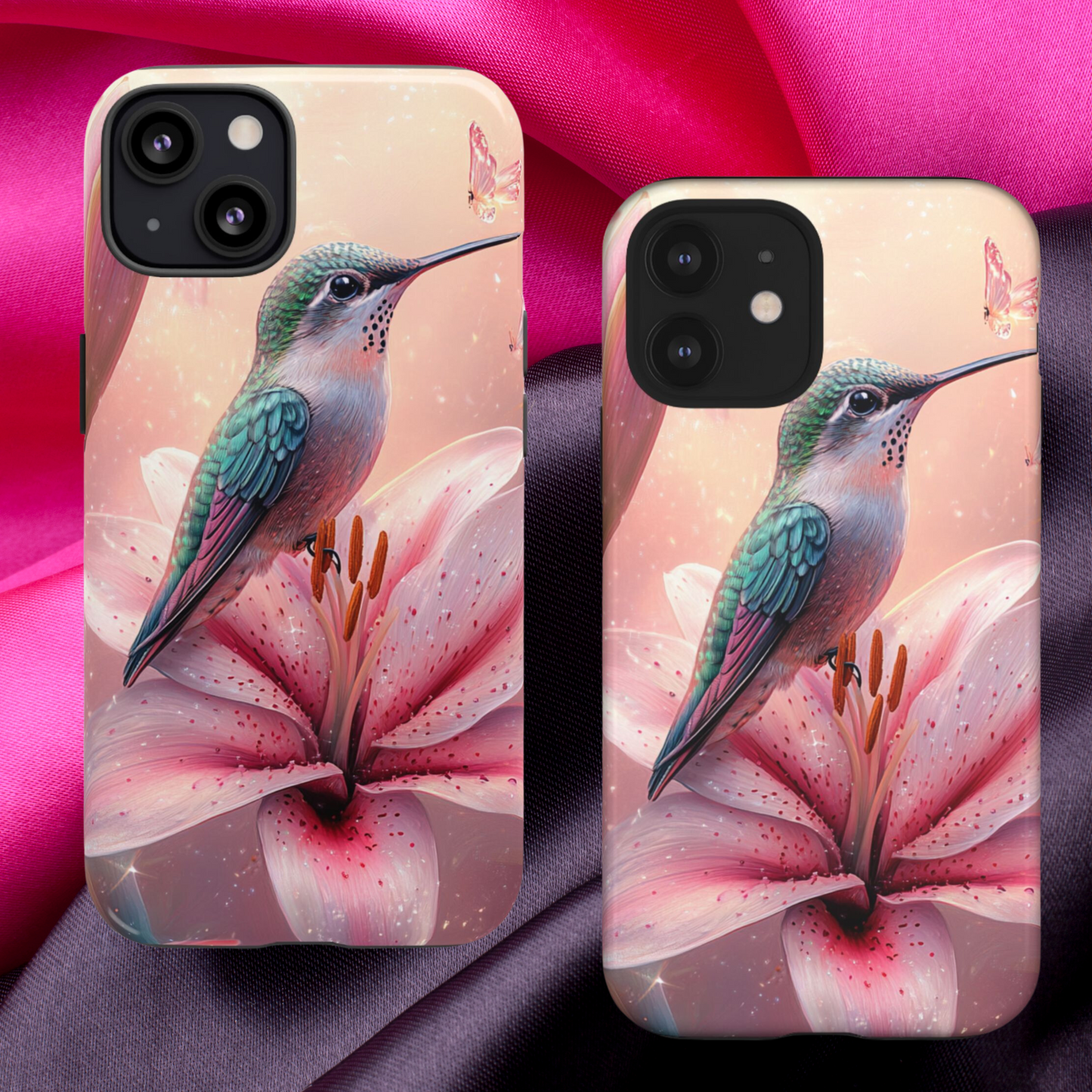 Hummingbird on Pink Lily Phone Case - Tough Case, iPhone Case, Samsung Phone Case