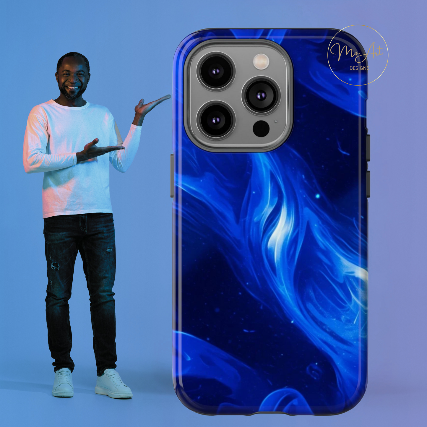 Deep Blue Swirl Design - Tough Phone Case - iPhone or Samsung Phones